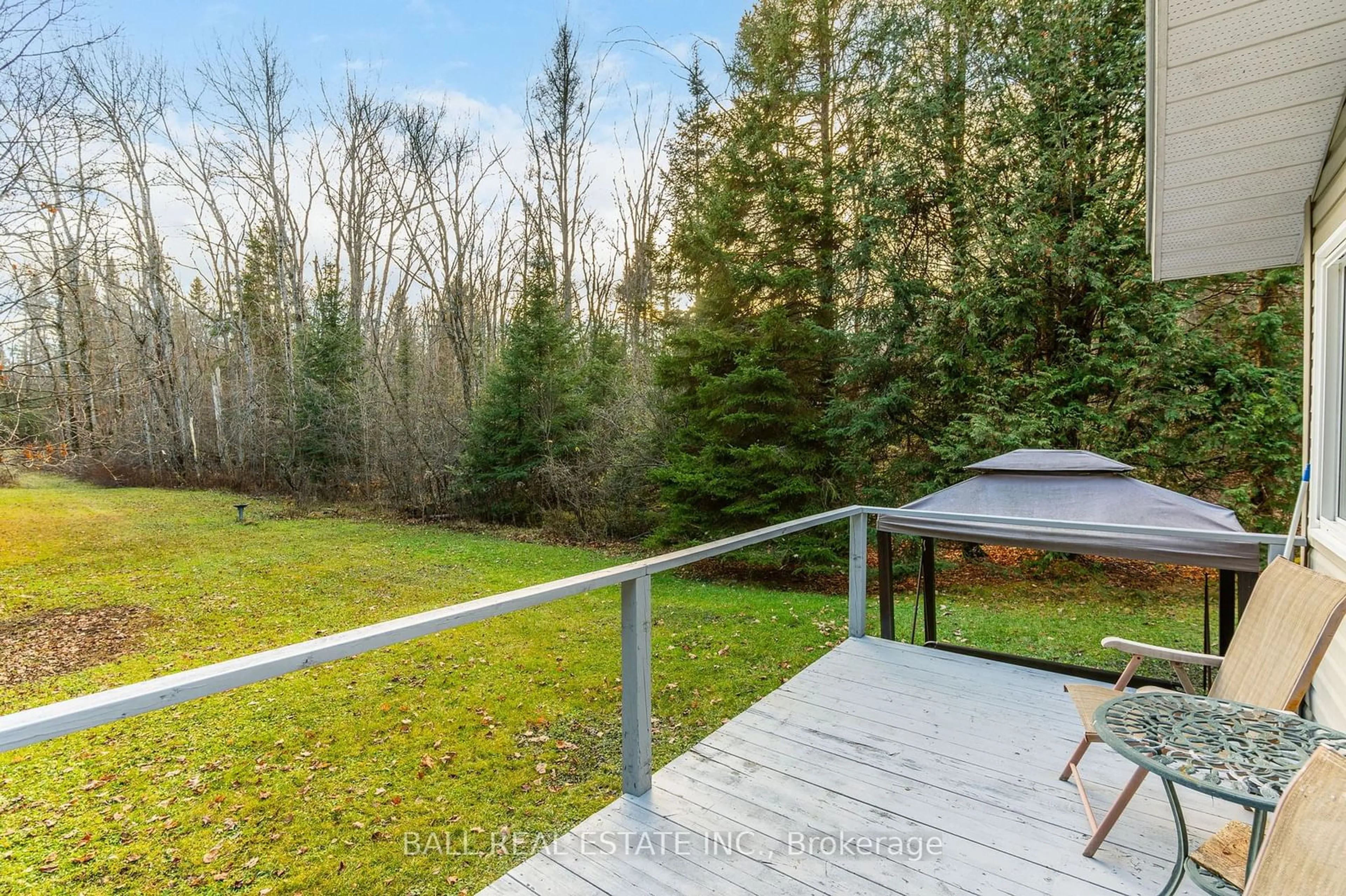 Patio, the fenced backyard for 121 Salmon Lake Rd, Galway-Cavendish and Harvey Ontario K0L 1J0