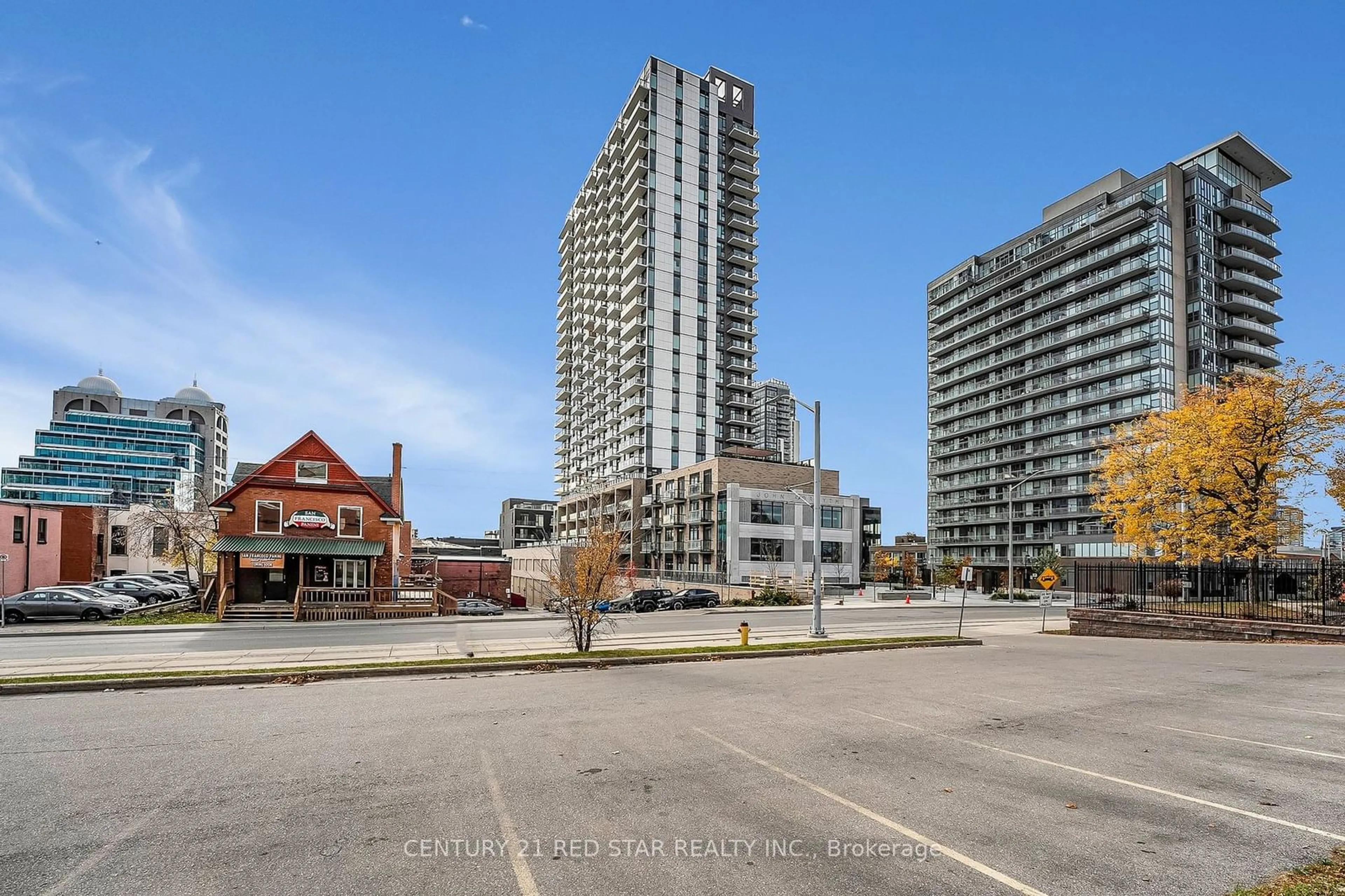 A pic from exterior of the house or condo, the street view for 55 Duke St #502, Kitchener Ontario N2H 0C9