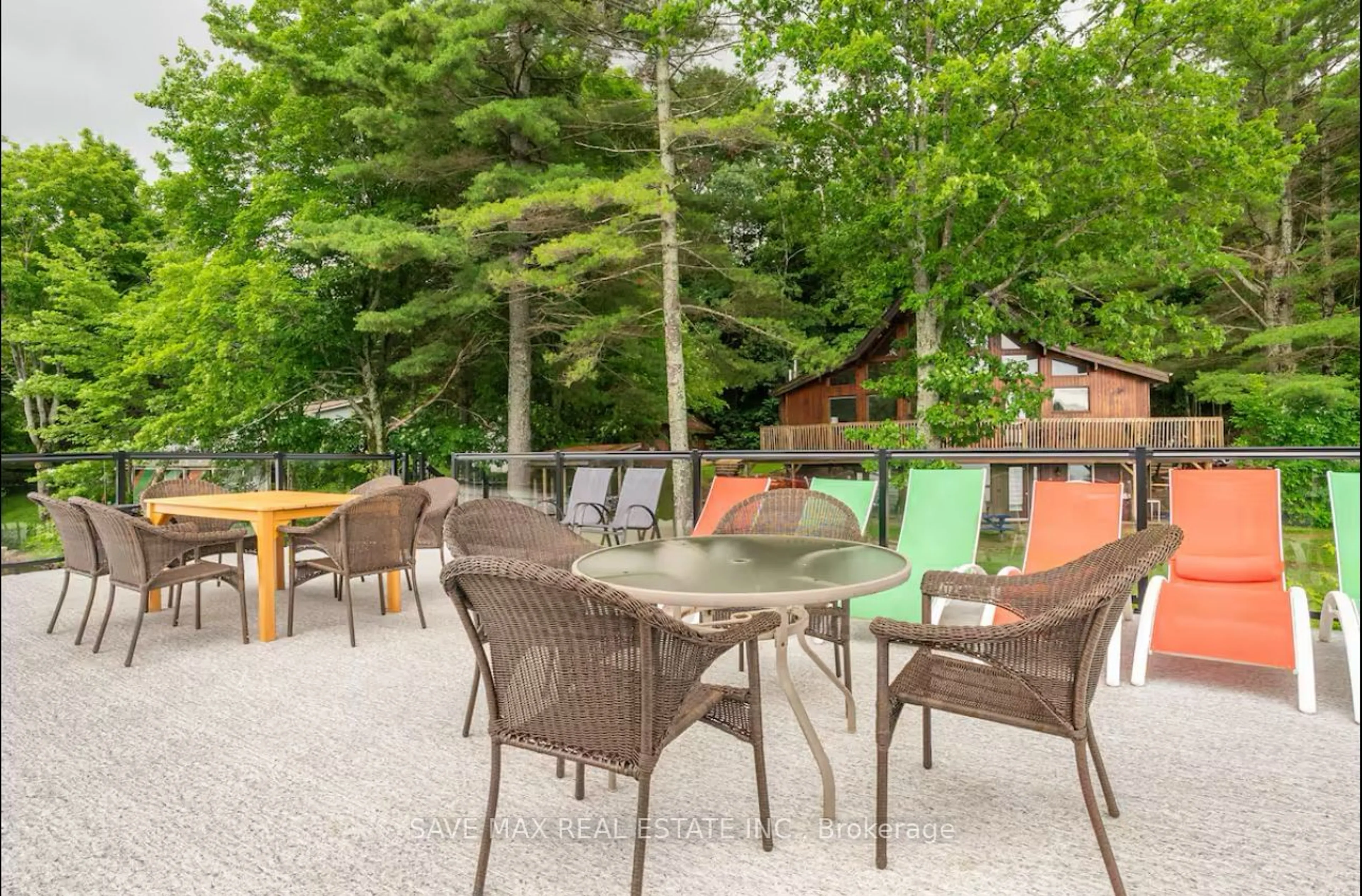 Patio, the fenced backyard for 42 Todholm Dr, Muskoka Lakes Ontario P0B 1J0