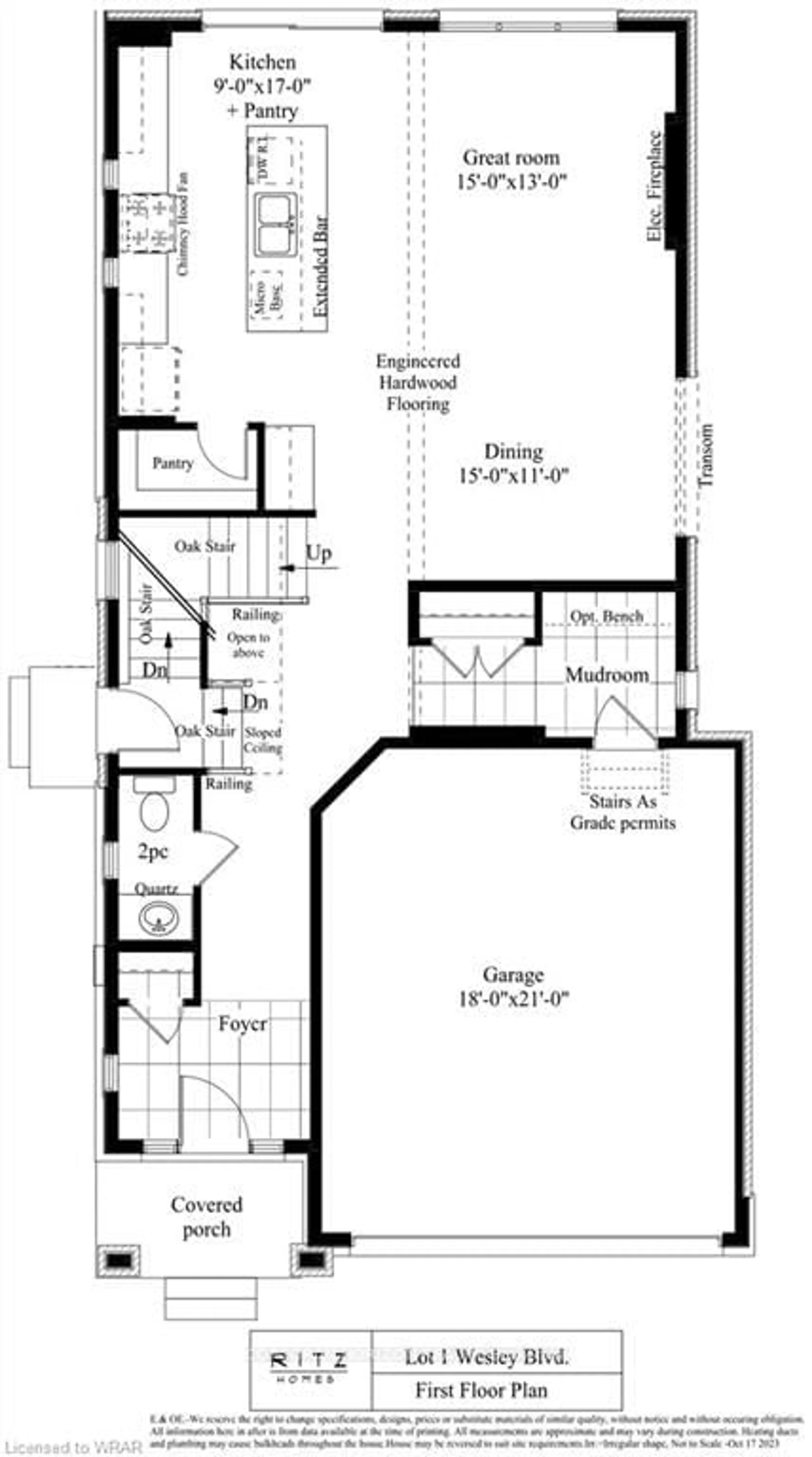 Floor plan for LT 1 Wesley Blvd, Cambridge Ontario N1T 0C6