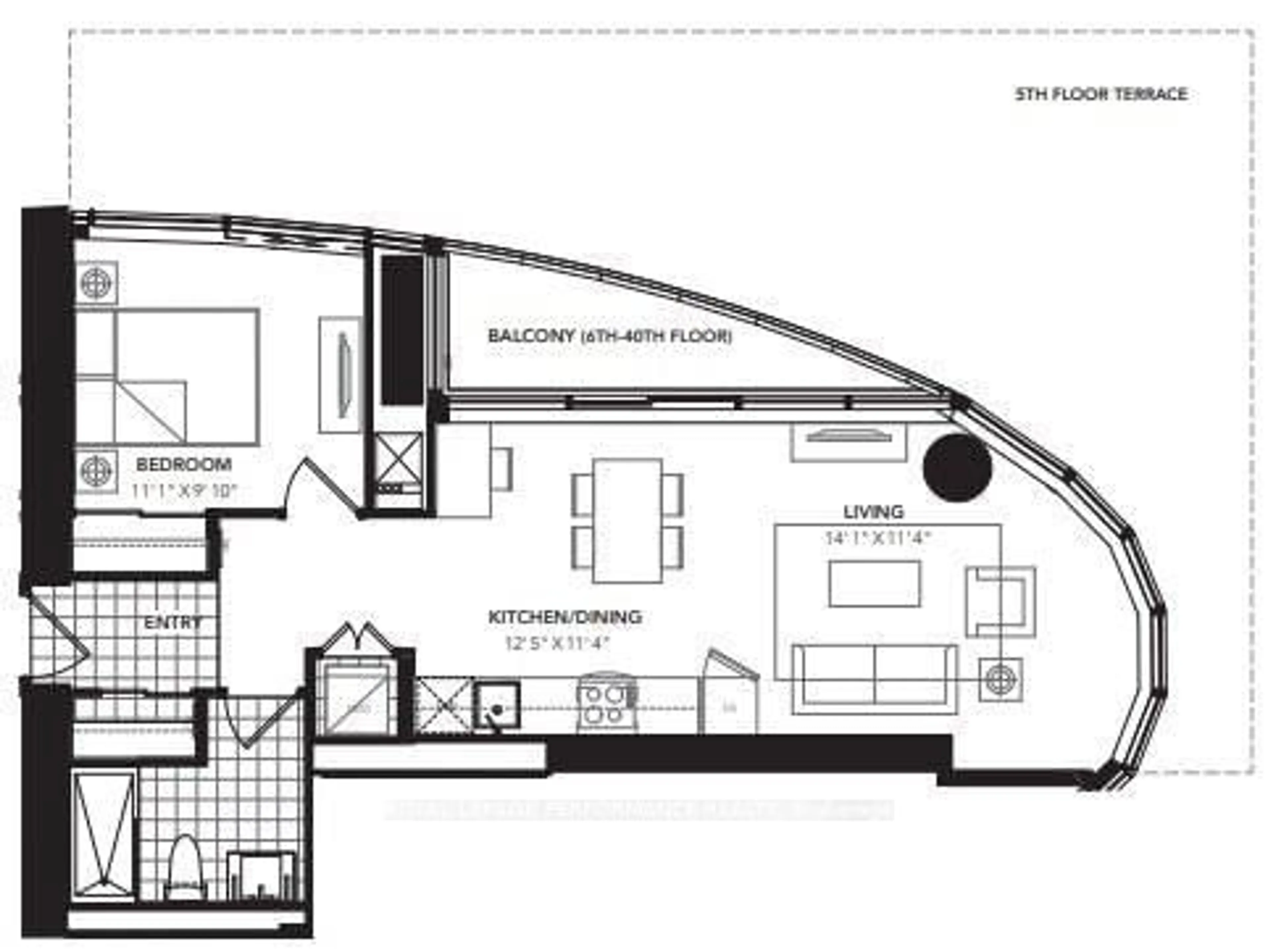 Floor plan for 805 CARLING Ave #2508, Dows Lake - Civic Hospital and Area Ontario K1S 5W9