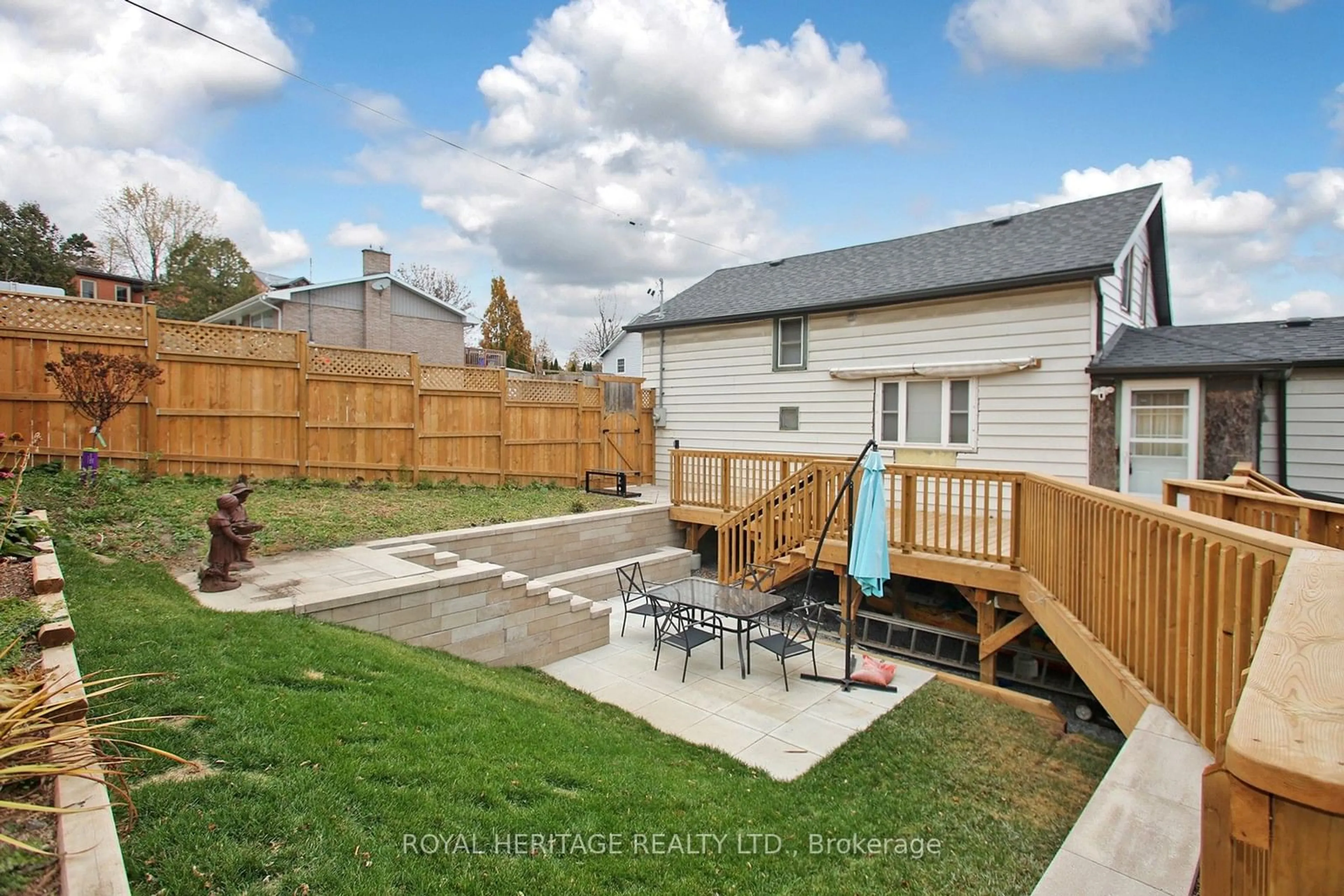 Patio, the fenced backyard for 21 Park St, Port Hope Ontario L1A 1B9