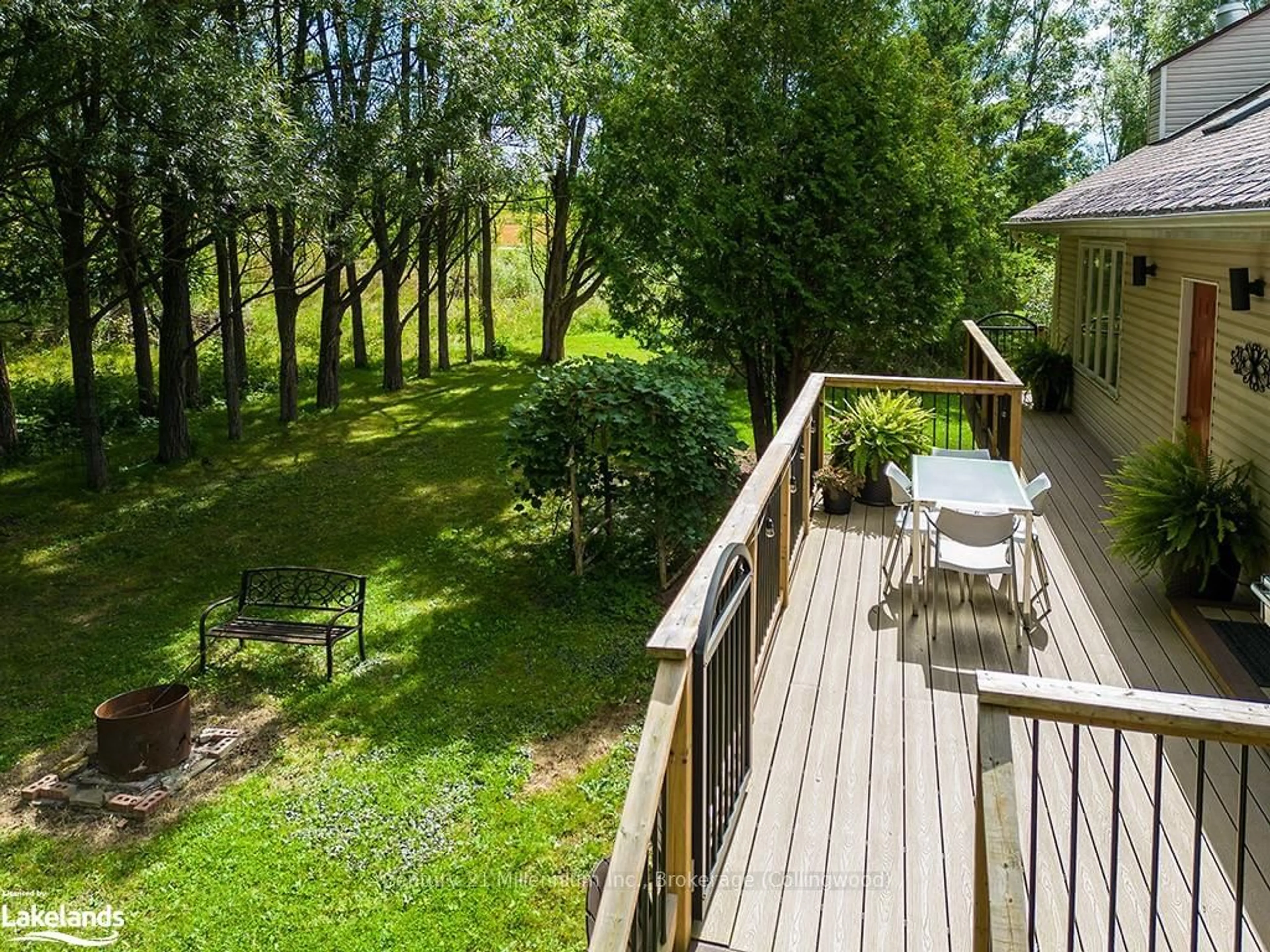 Patio, the fenced backyard for 727302 22C Sdrd, Blue Mountains Ontario N0H 1N0