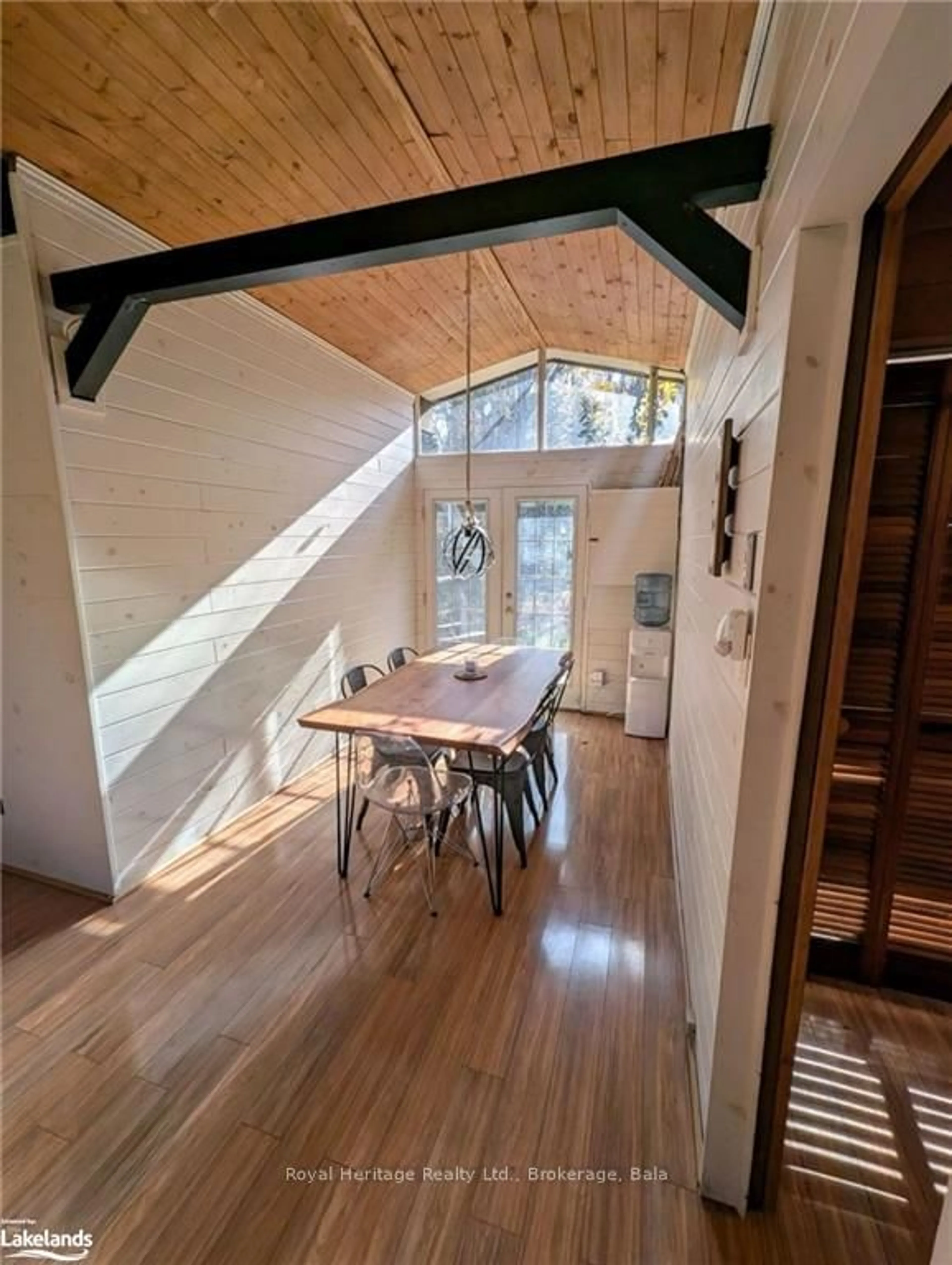 Dining room, wood floors, cottage for 449 BALSAM CHUTES Rd, Huntsville Ontario P0B 1L0