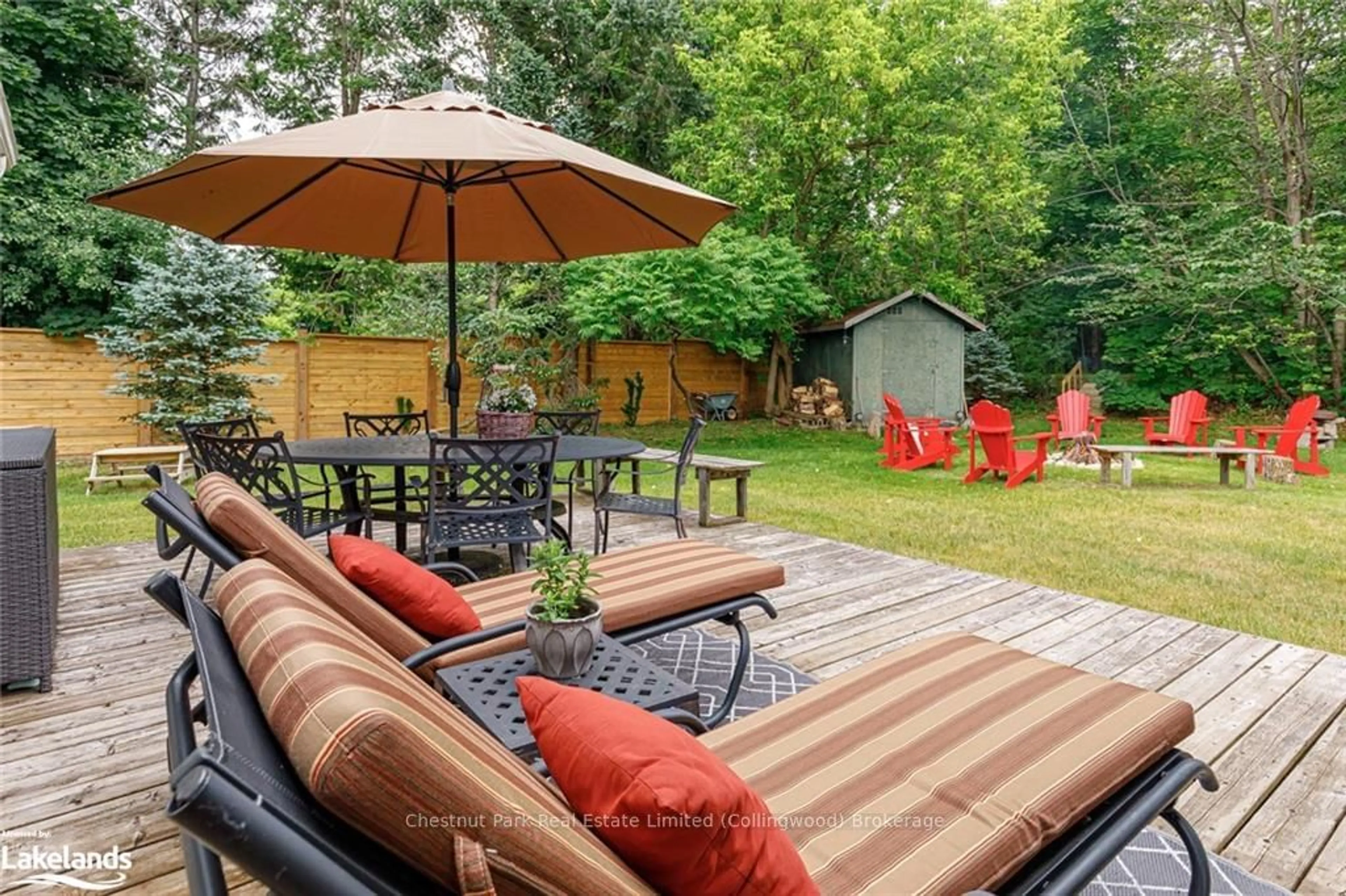 Patio, the fenced backyard for 209548 HIGHWAY 26, Blue Mountains Ontario L9Y 0T1