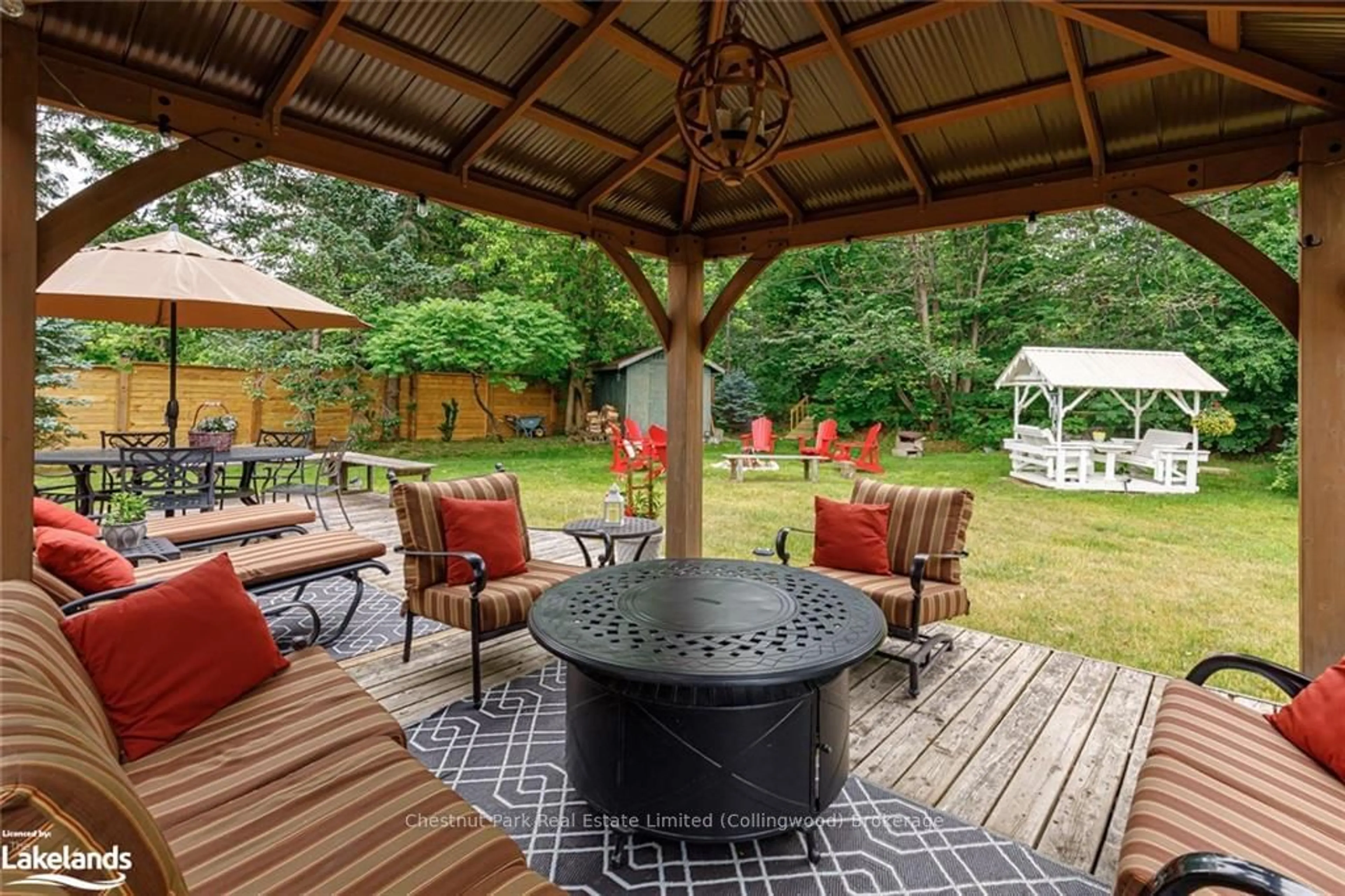 Patio, the fenced backyard for 209548 HIGHWAY 26, Blue Mountains Ontario L9Y 0T1