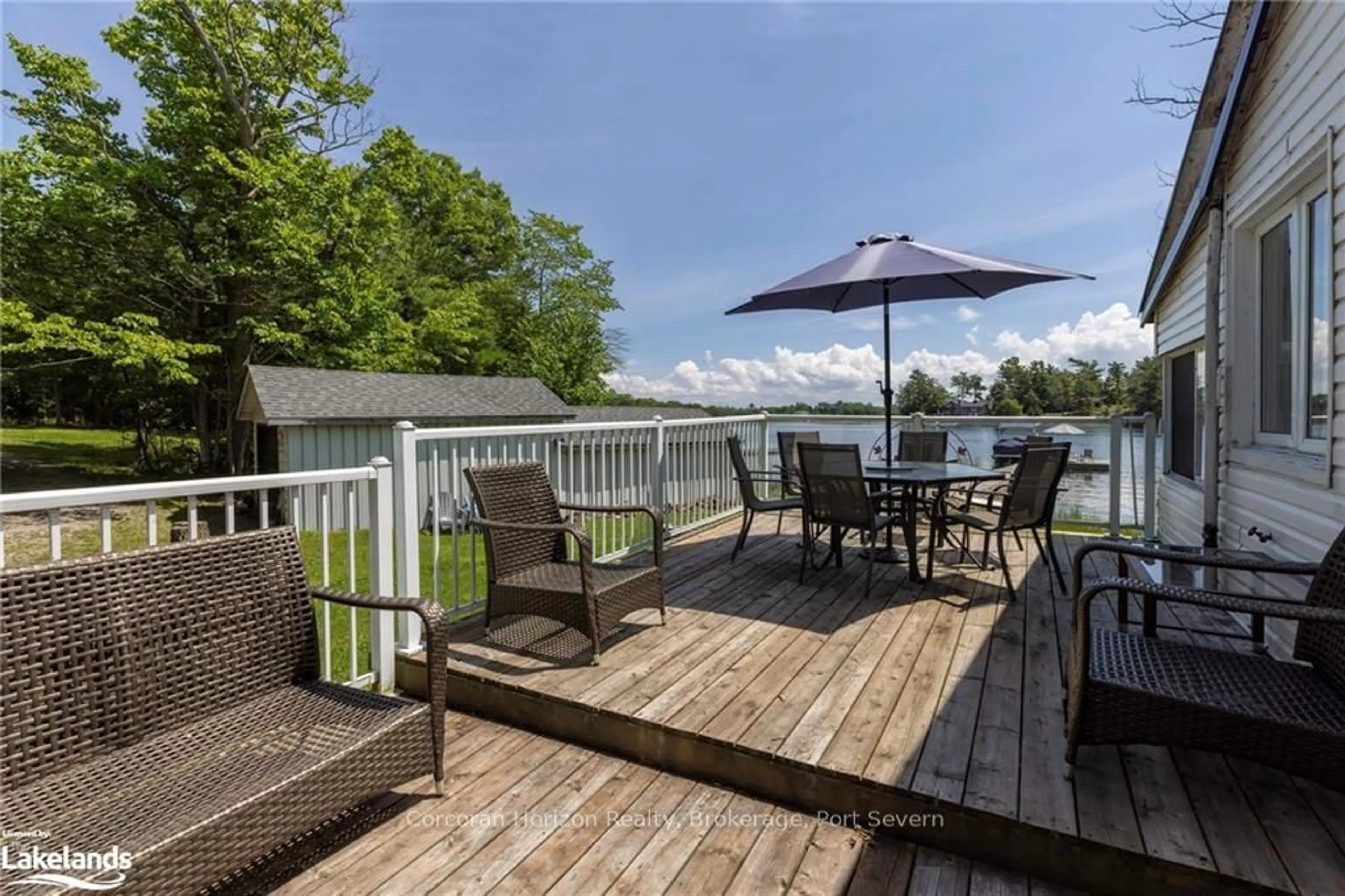 Patio, the fenced backyard for 68 WOLVERINE BEACH RD, Georgian Bay Ontario P0E 1E0