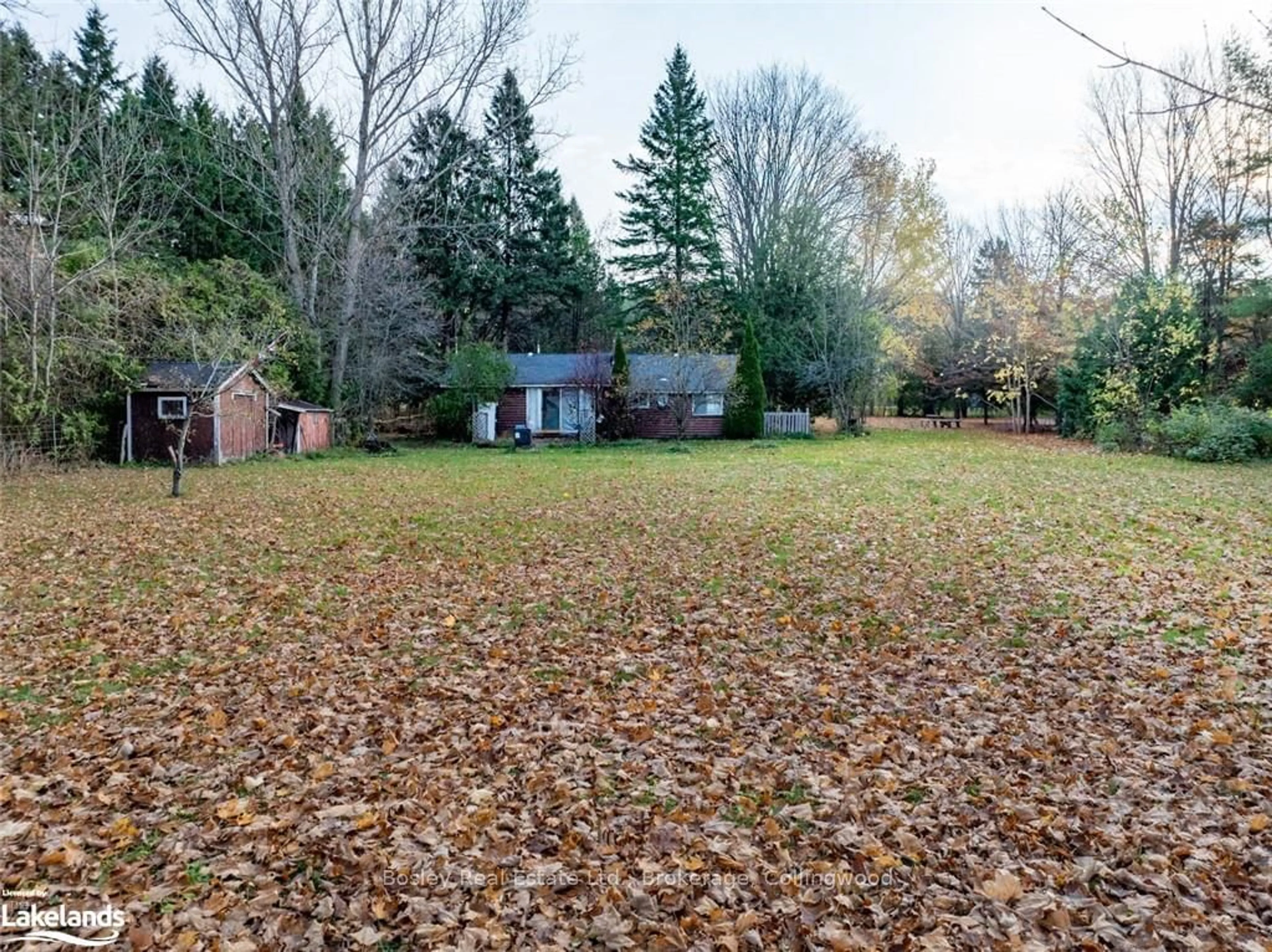 Frontside or backside of a home, the fenced backyard for 194588 GREY ROAD 13, Grey Highlands Ontario N0C 1E0