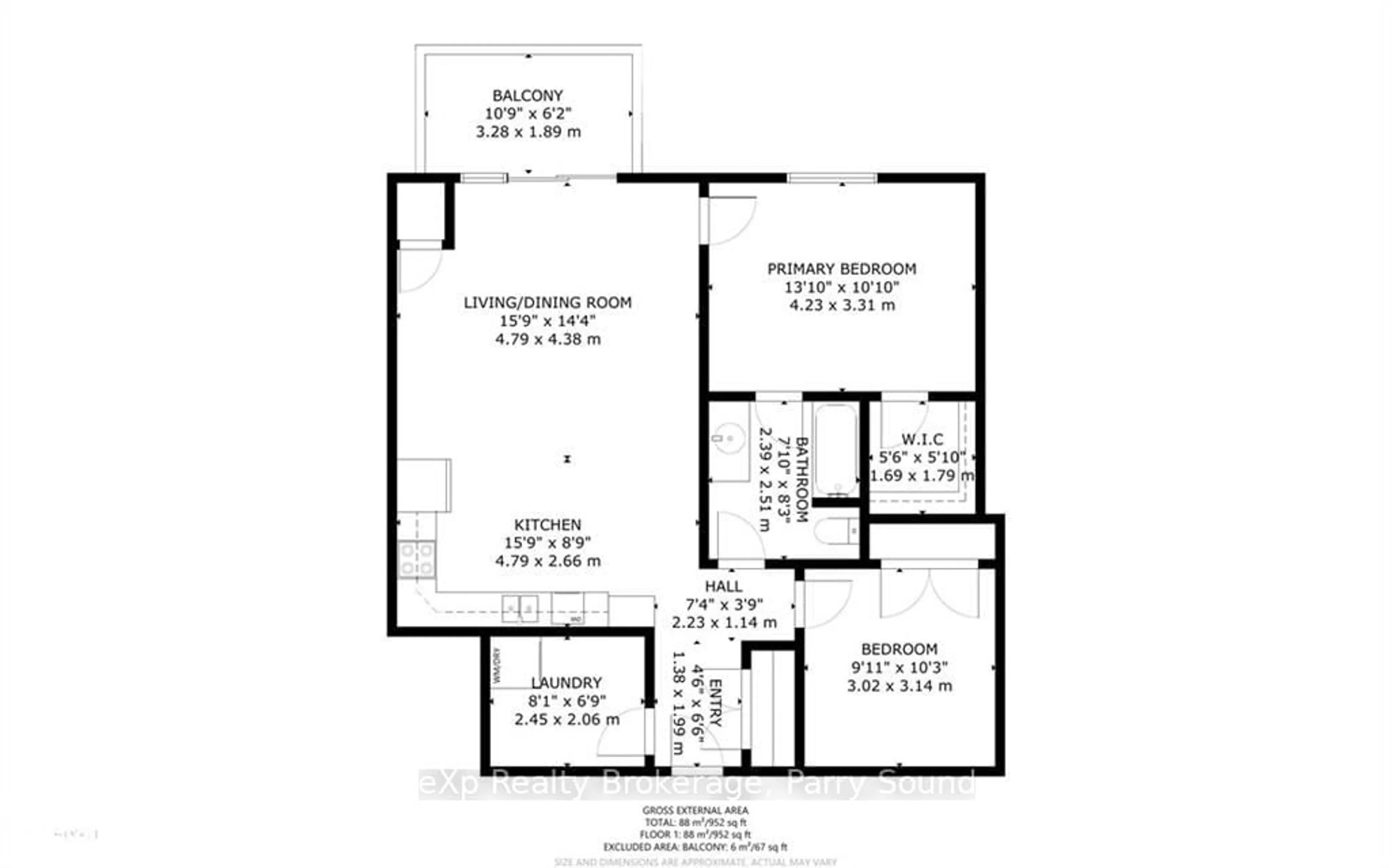 Floor plan for 20 C SILVER BIRCH Crt #302, Parry Sound Ontario P2A 0A7