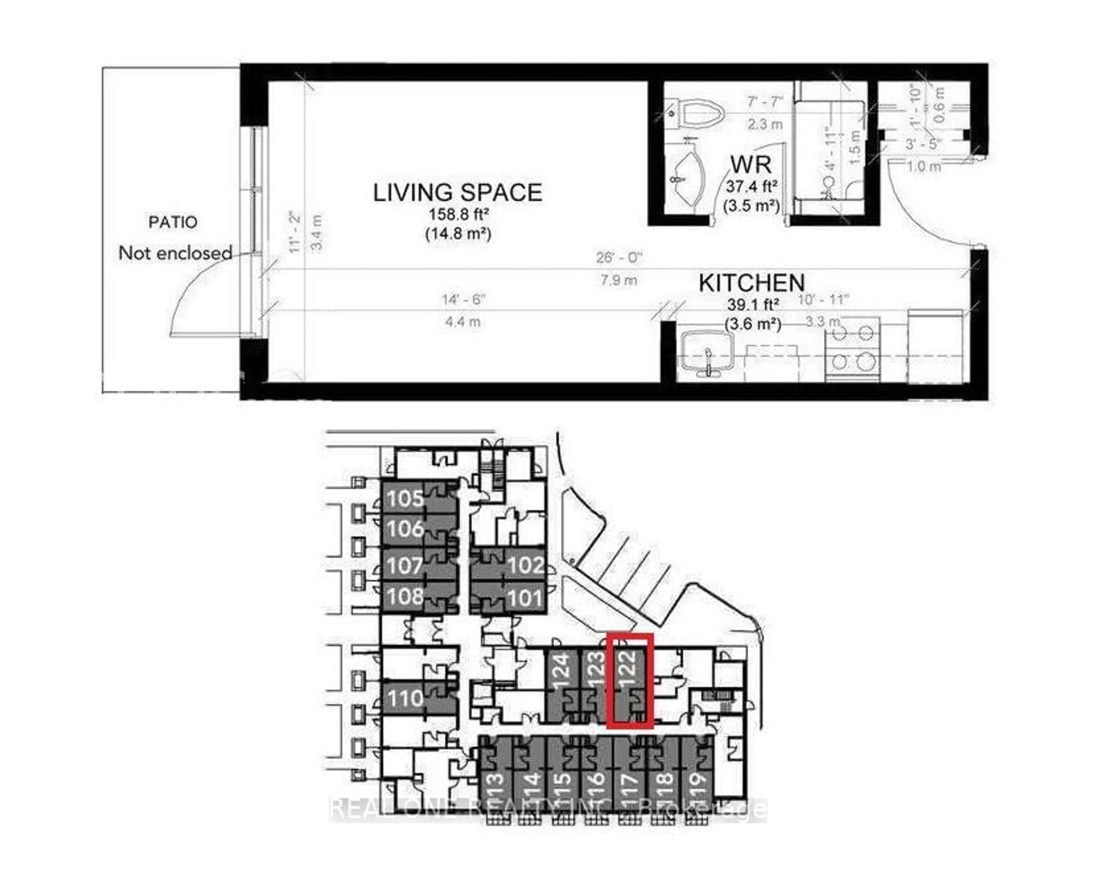 Floor plan for 77 Leland St #122, Hamilton Ontario L8S 3A1