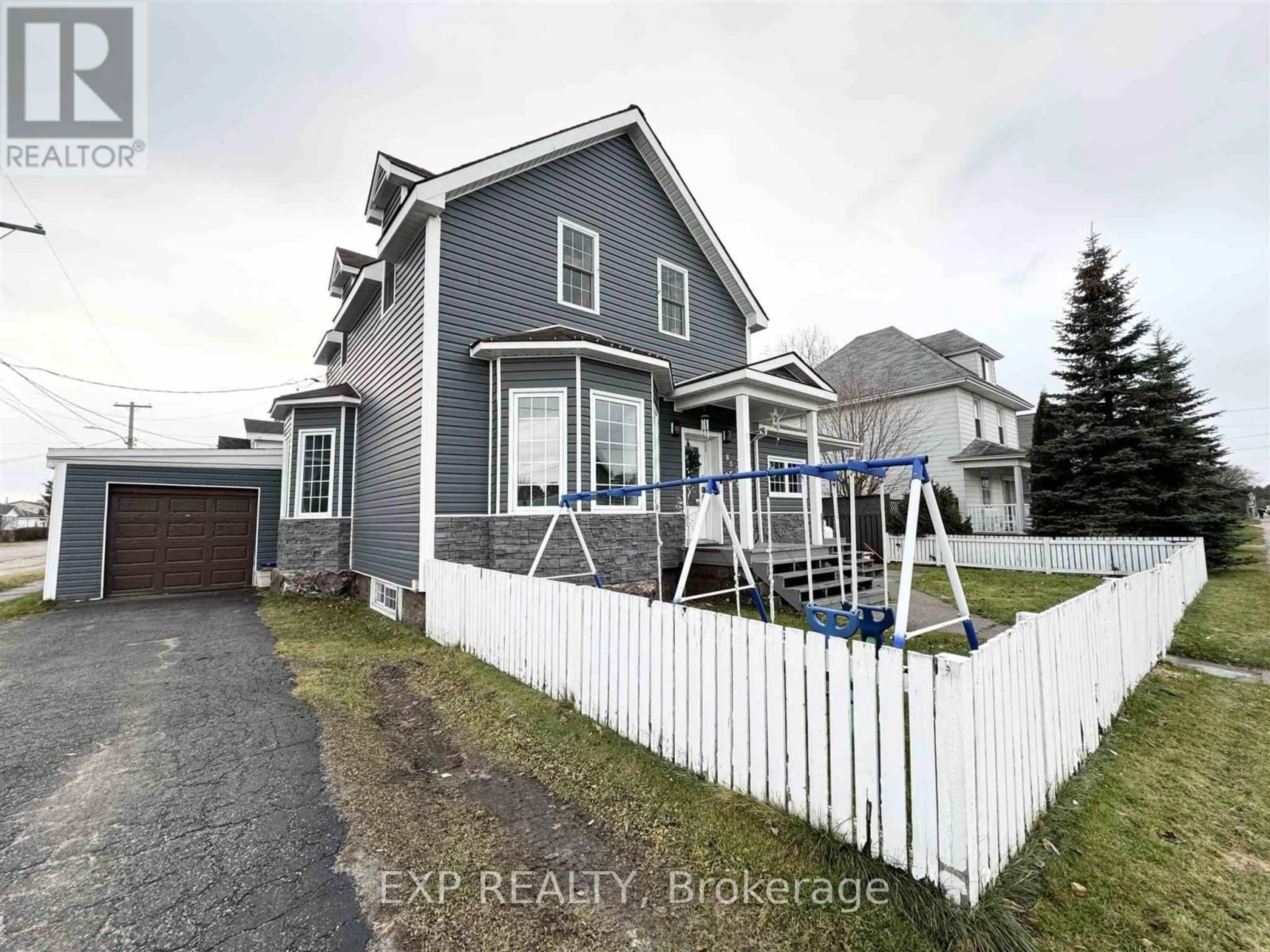 Frontside or backside of a home, the fenced backyard for 85 Birch St, Chapleau Ontario P0M 1K0