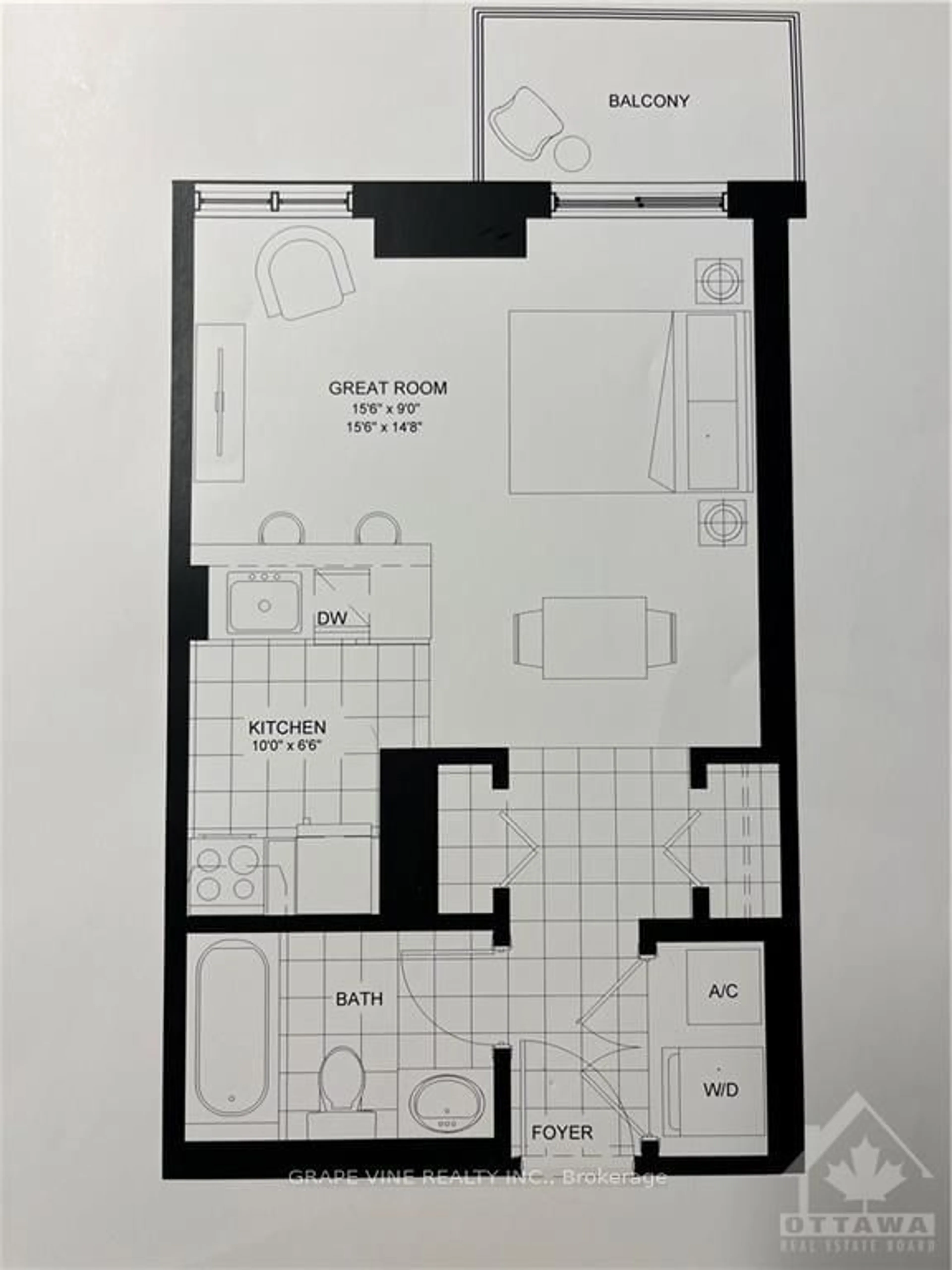 Floor plan for 195 BESSERER St #2408, Lower Town - Sandy Hill Ontario K1N 0B6