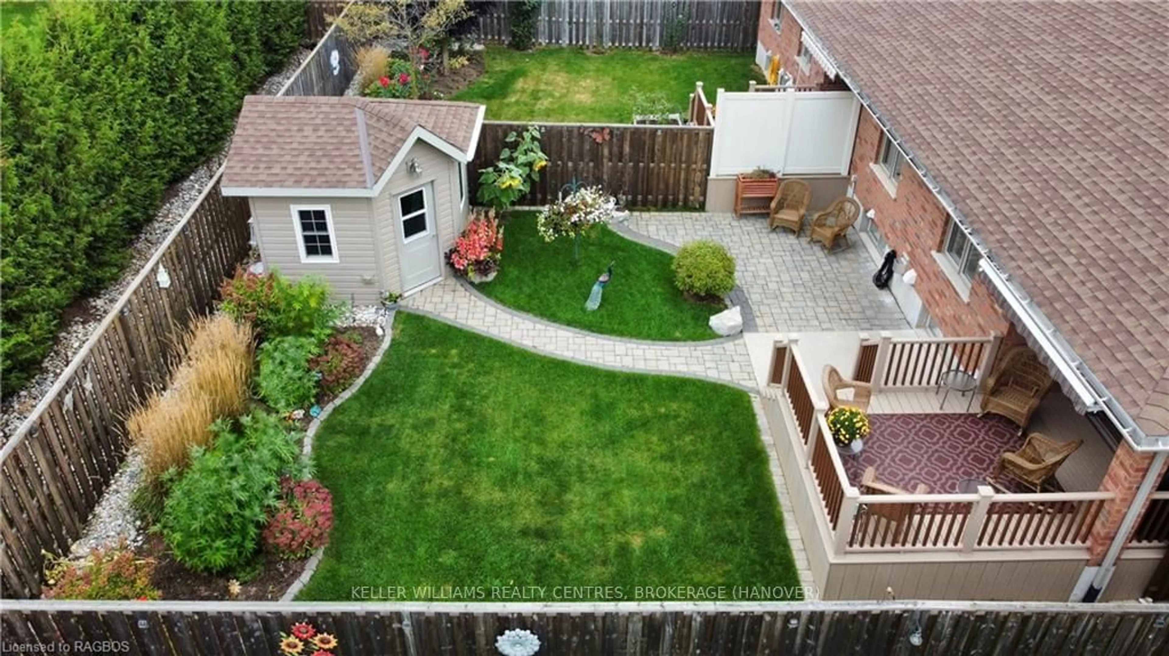 Patio, the fenced backyard for 110 13TH Ave #A, Hanover Ontario N4N 3V1