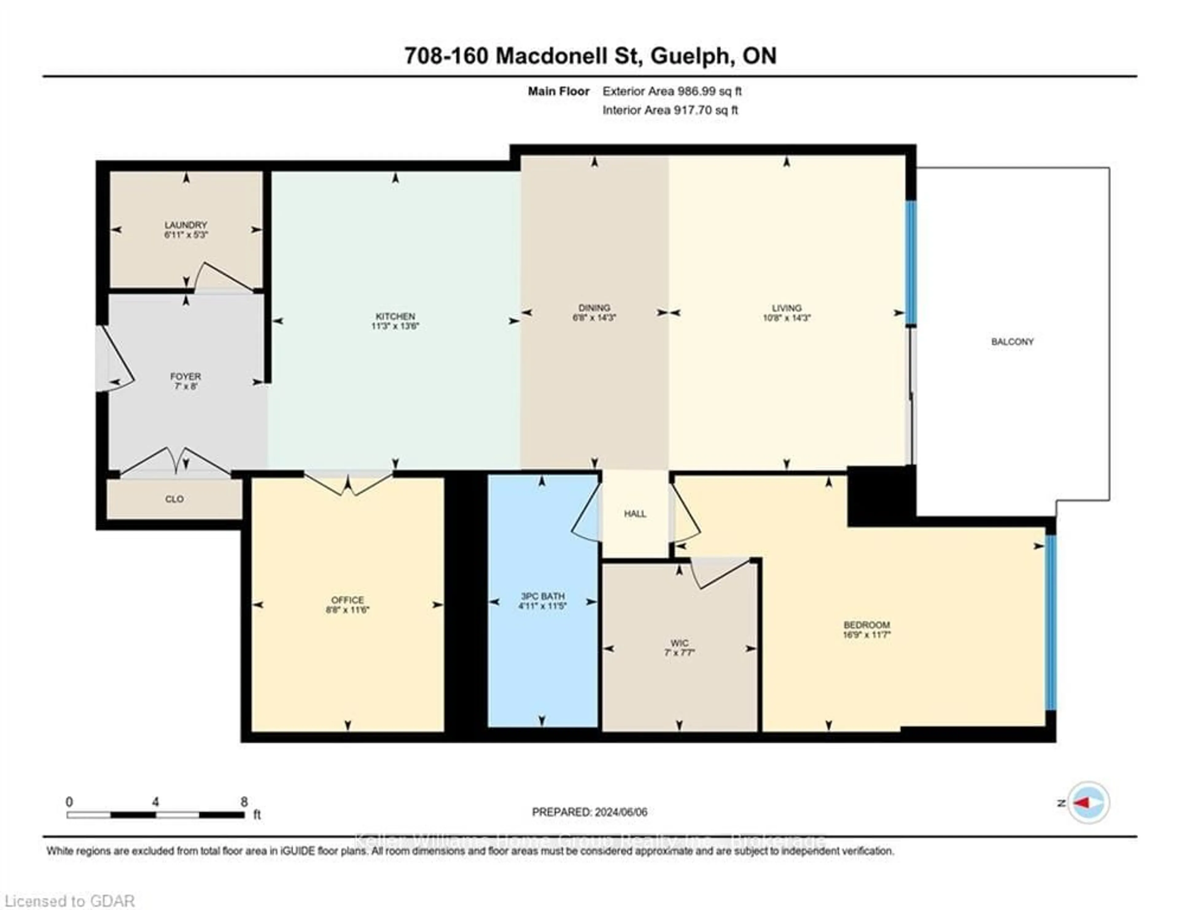 Floor plan for 160 MACDONELL St #708, Guelph Ontario N1H 0A9