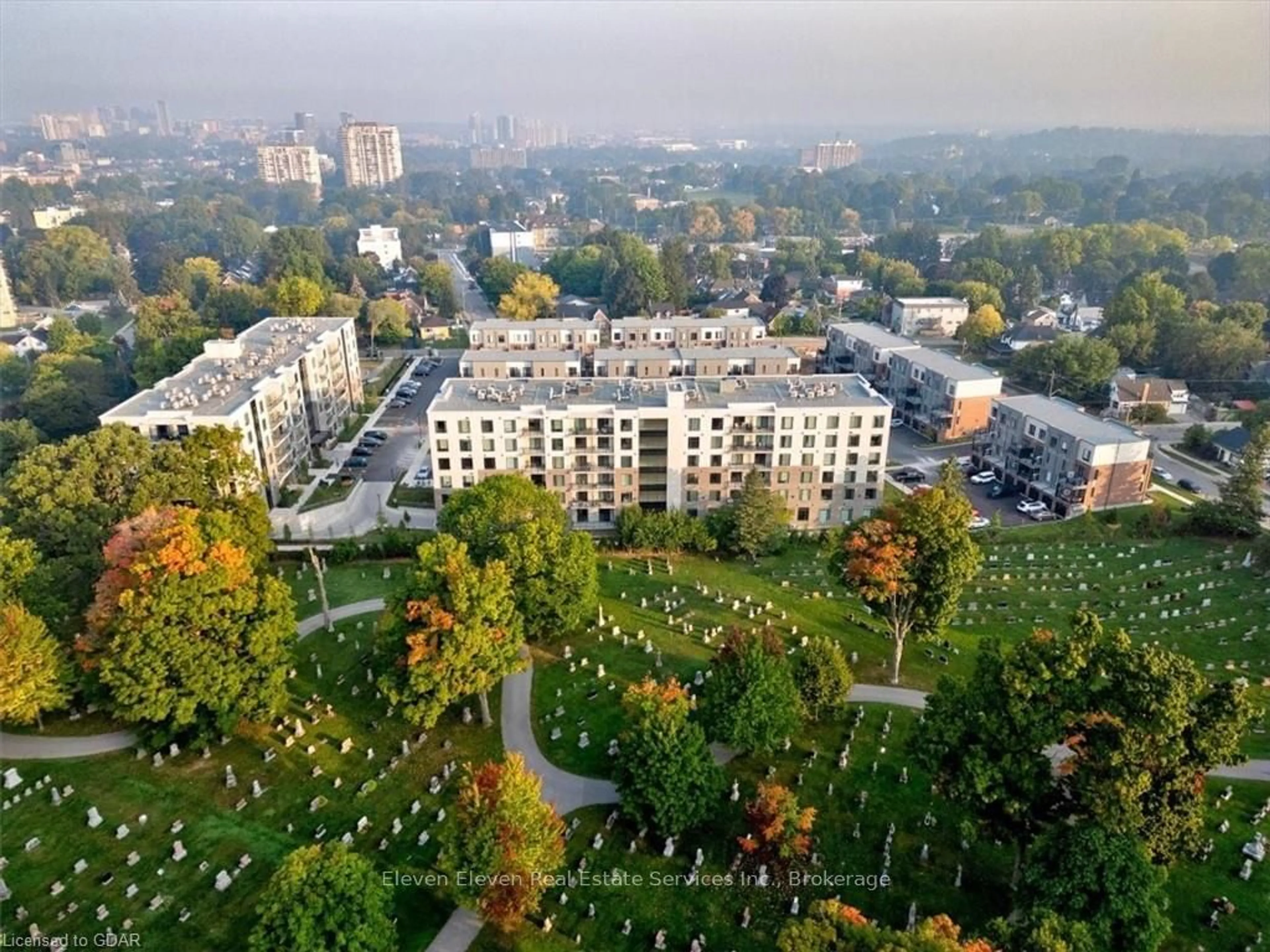 A pic from exterior of the house or condo, the view of city buildings for 107 ROGER St #215, Waterloo Ontario N2J 0G3