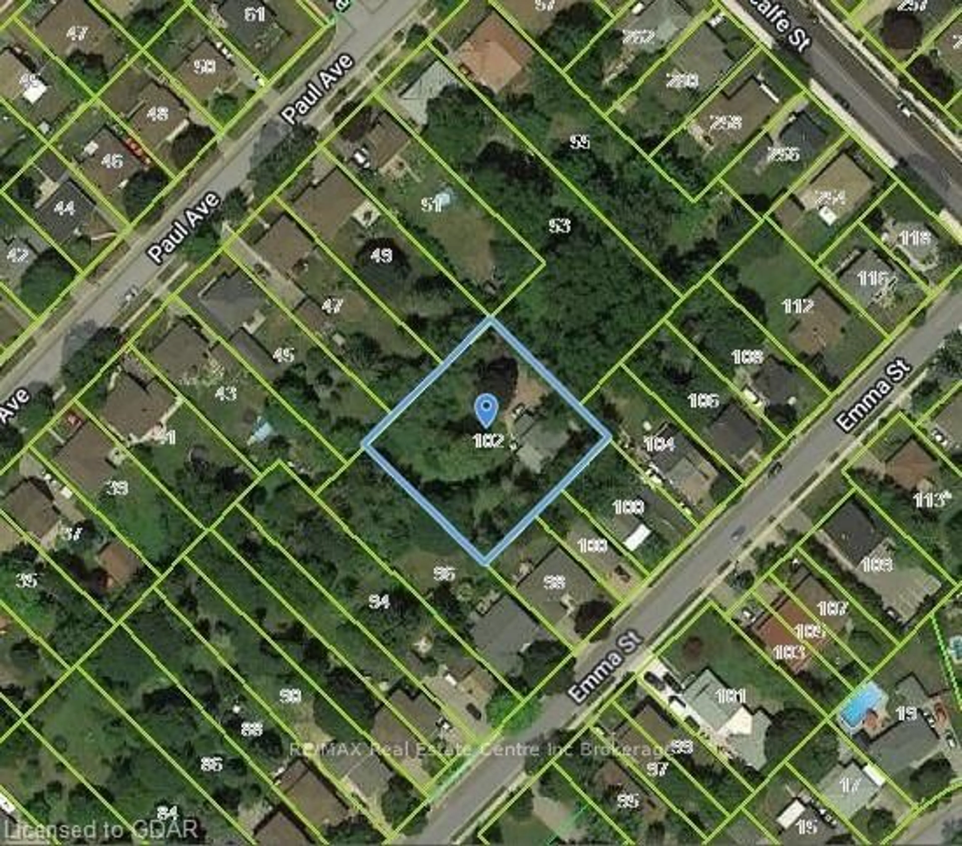 Picture of a map for 102 EMMA St, Guelph Ontario N1E 1T8