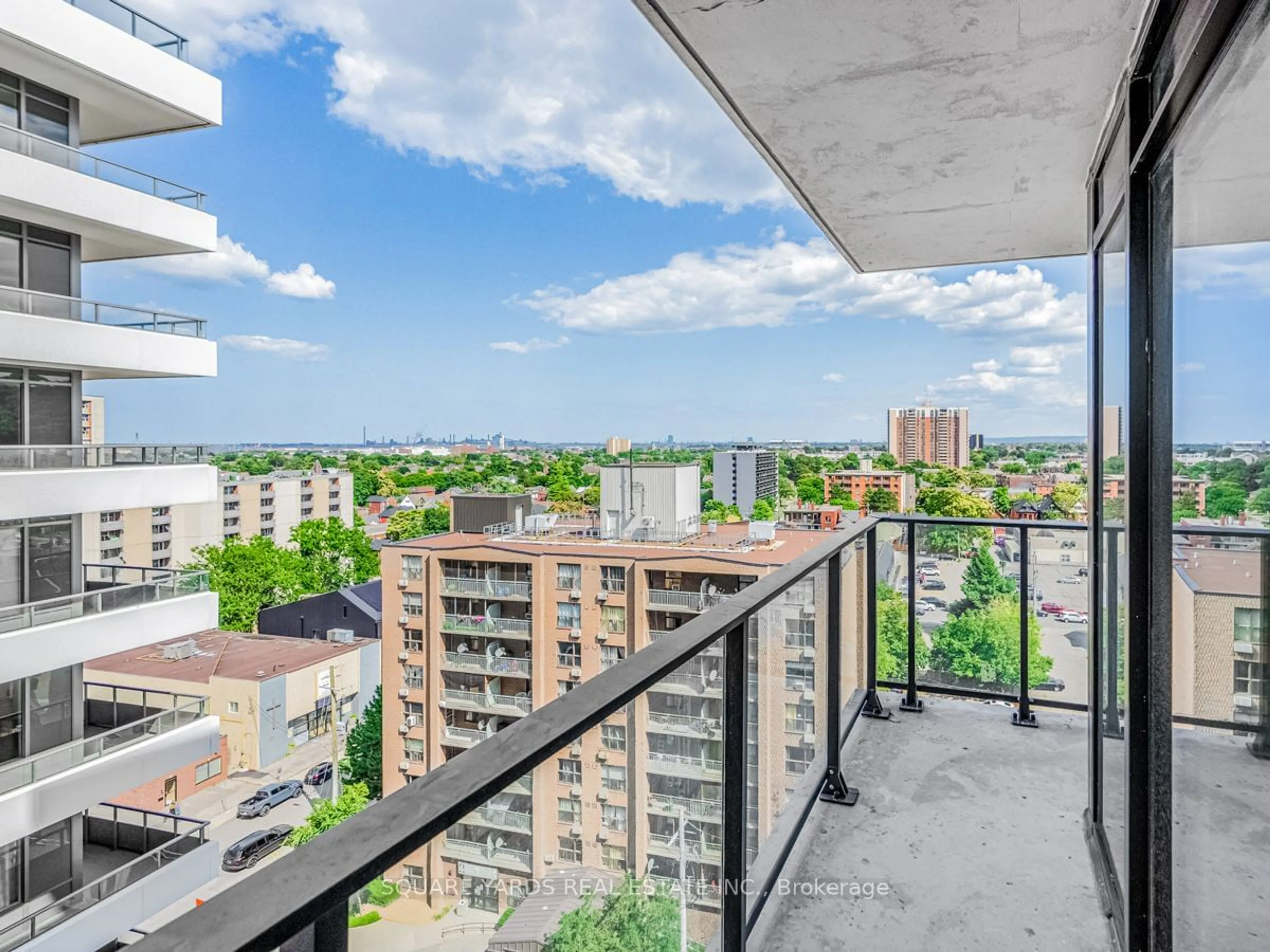 Balcony in the apartment, the view of city buildings for 1 Jarvis St #1120, Hamilton Ontario L8R 3J2