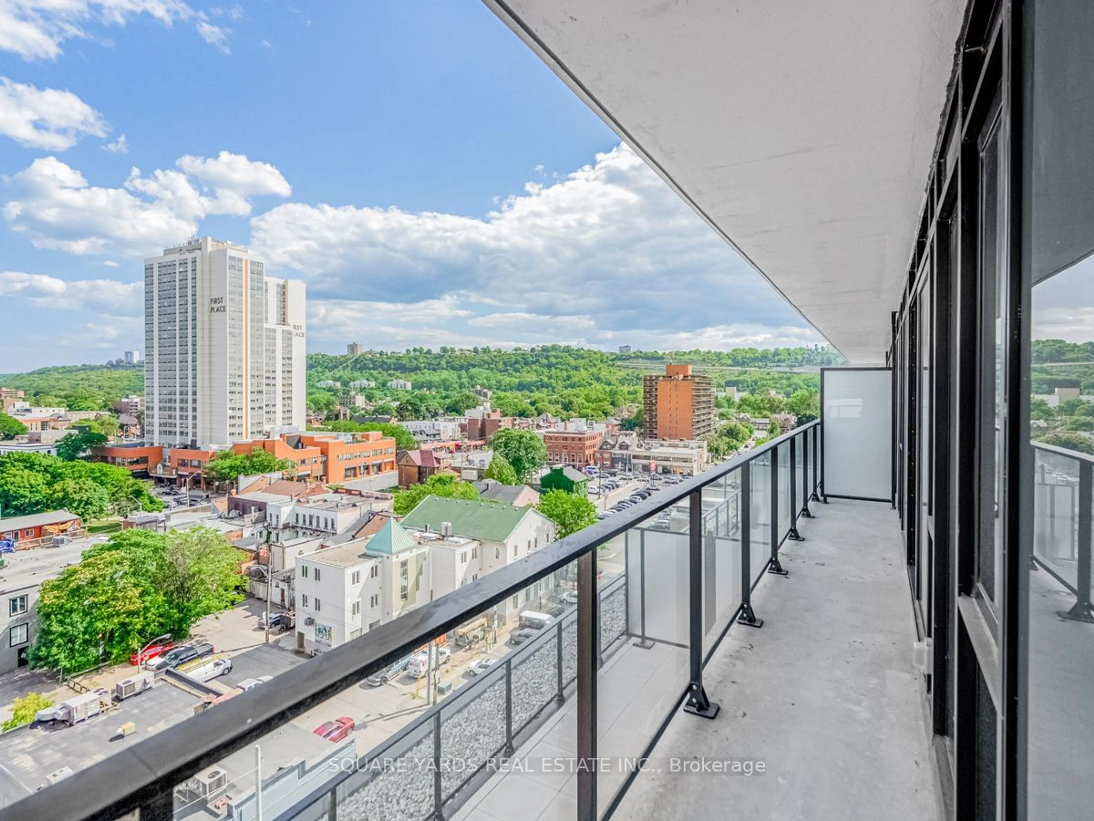 Balcony in the apartment, the view of city buildings for 1 Jarvis St #1120, Hamilton Ontario L8R 3J2