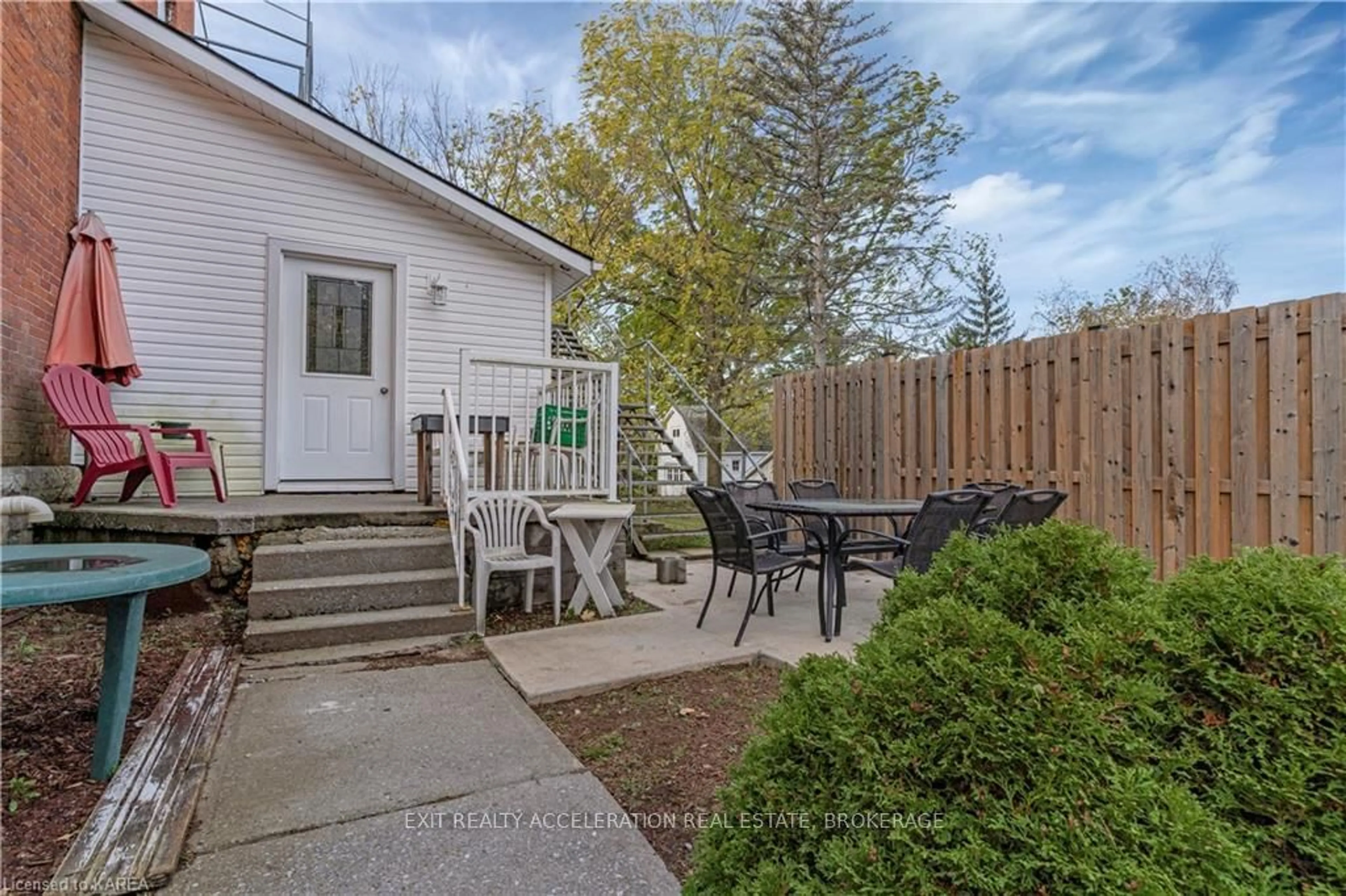 Patio, the fenced backyard for 231 Dundas St, Greater Napanee Ontario K7R 2A9