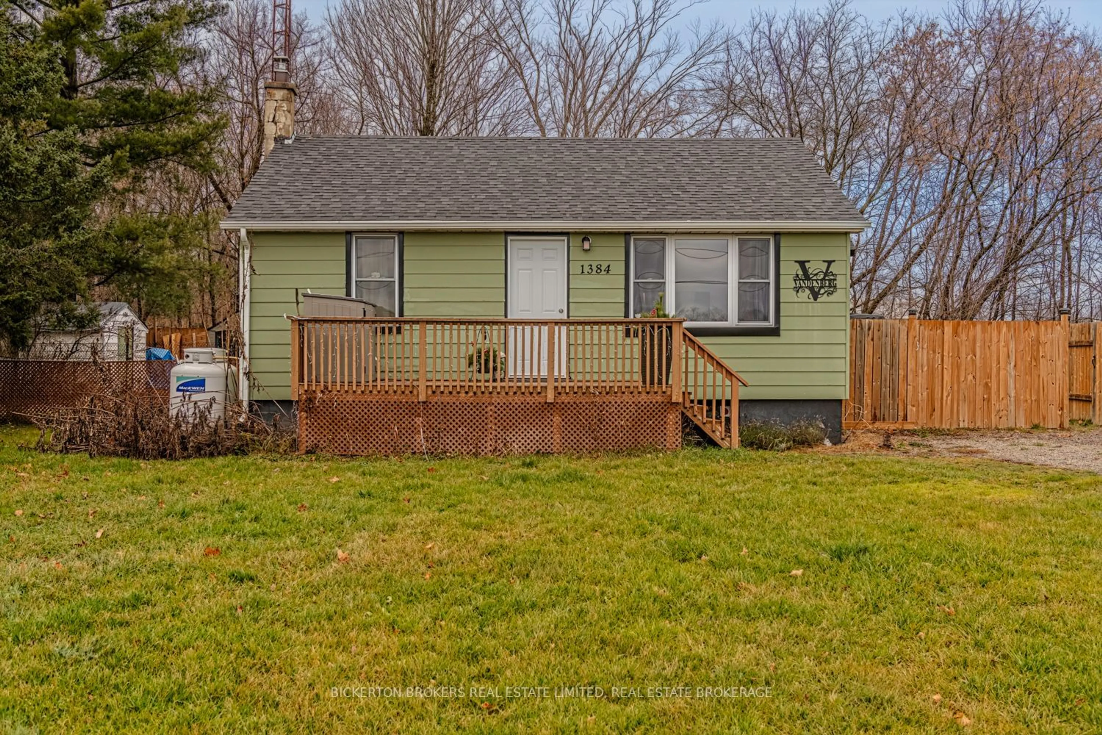 Frontside or backside of a home, the fenced backyard for 1384 County Rd 2 Rd Ontario K0E 1R0