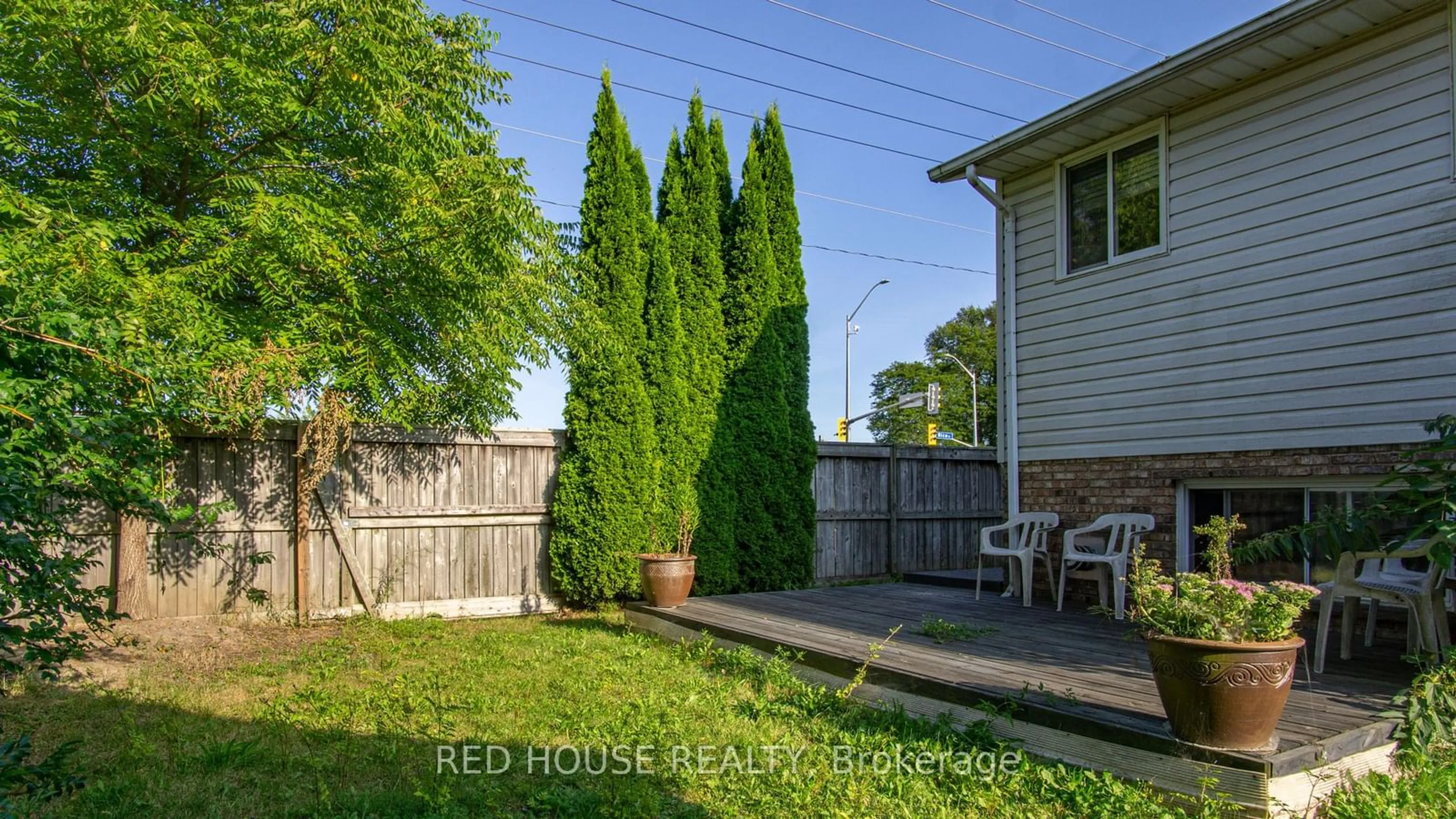 Patio, the fenced backyard for 4 Eastwood Dr, Welland Ontario L3C 6W3