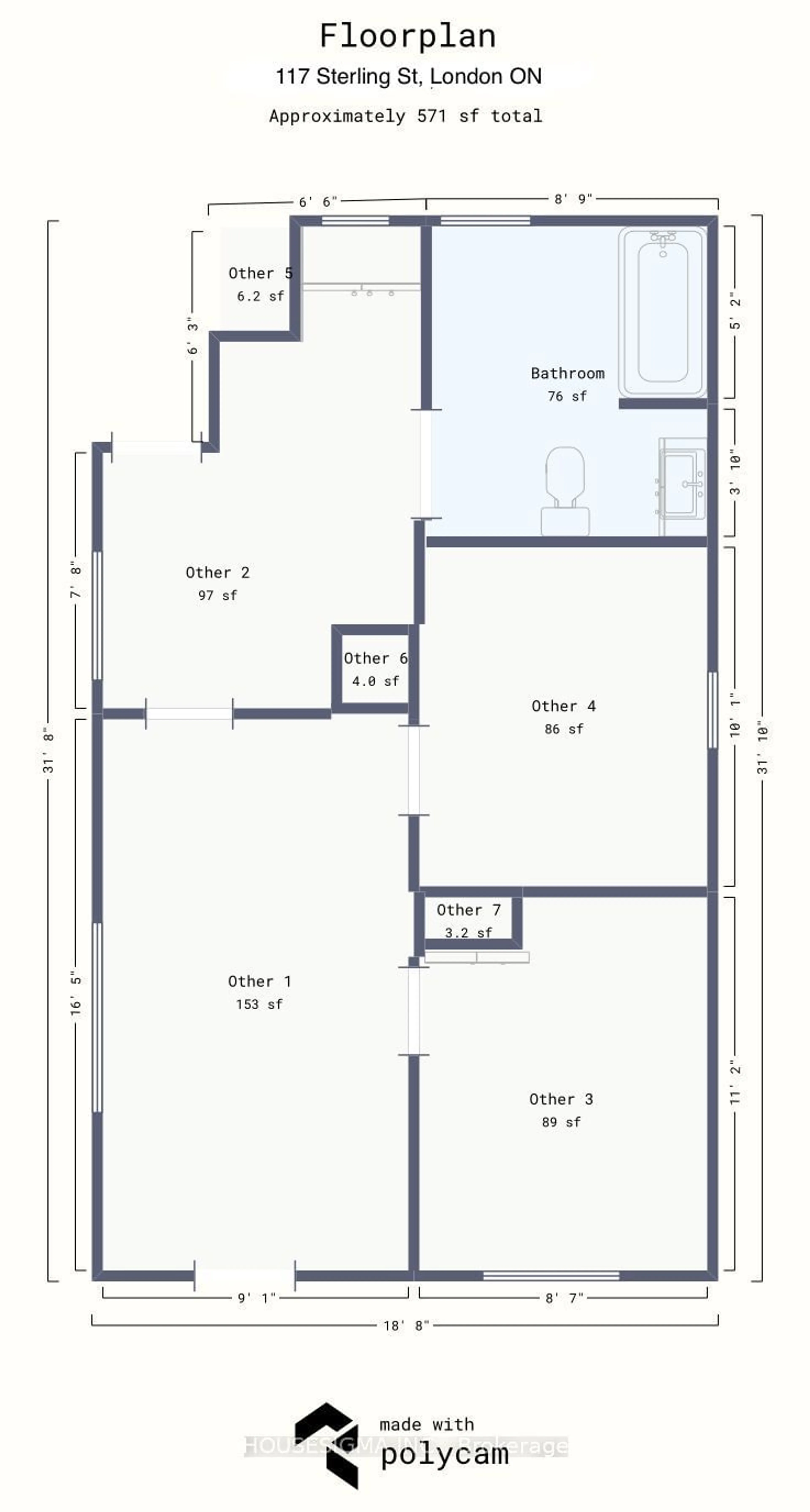 Floor plan for 117 Sterling St, London Ontario N5Y 1Y9