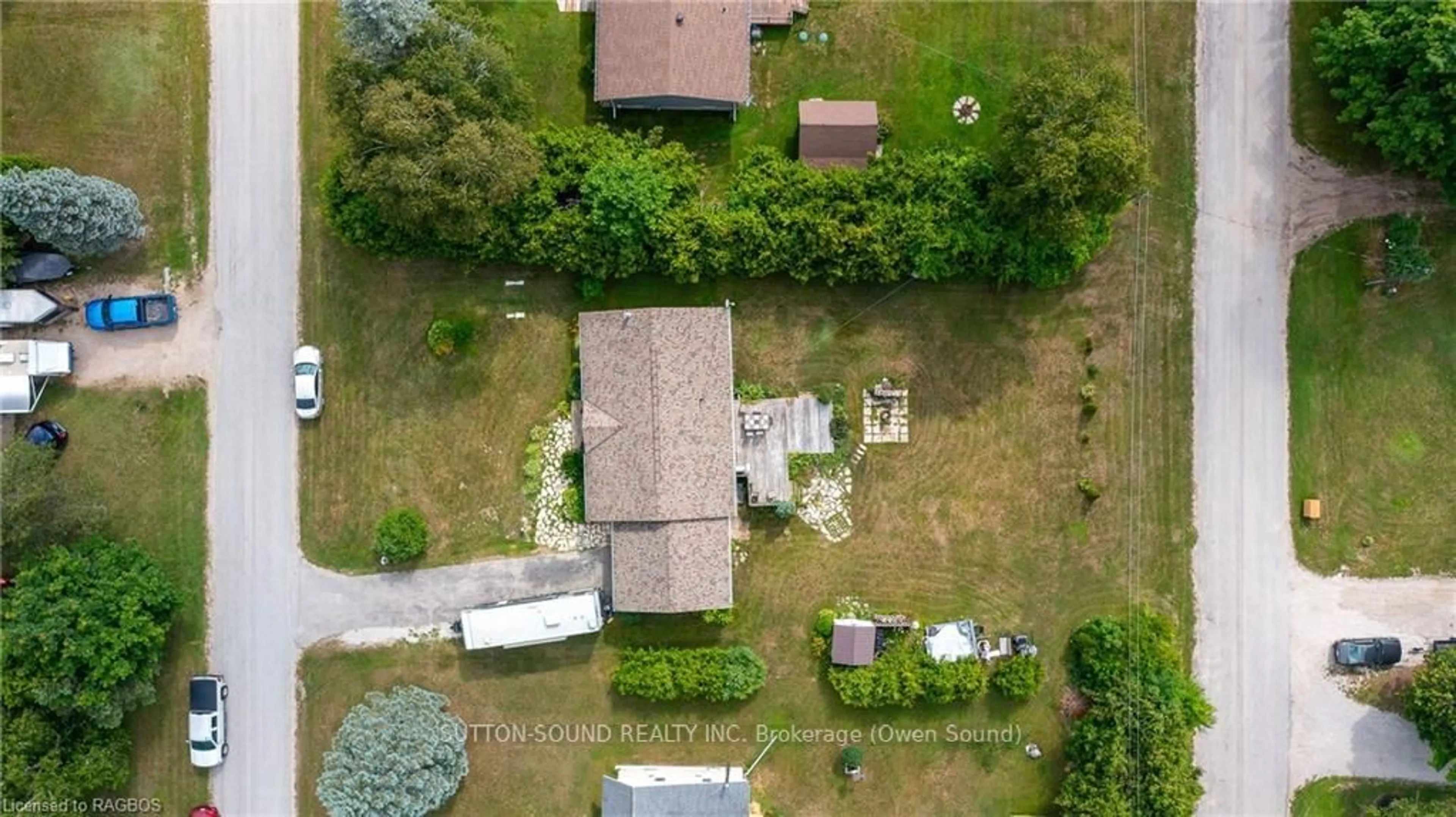 Frontside or backside of a home, the fenced backyard for 7 FRONT St, South Bruce Peninsula Ontario N0H 1P0