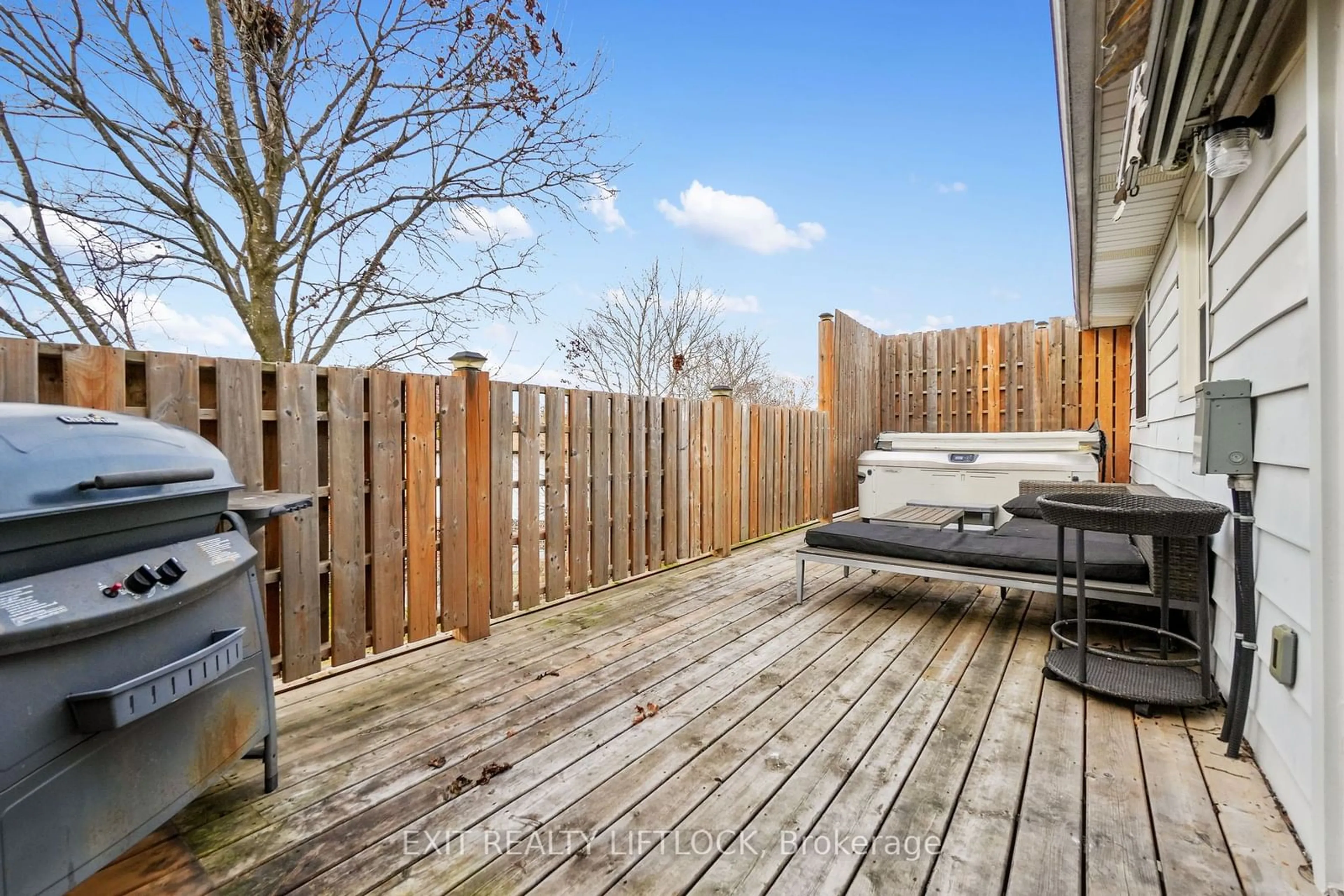 Patio, the fenced backyard for 2133 Meadowview Rd, Peterborough Ontario K9L 1S5