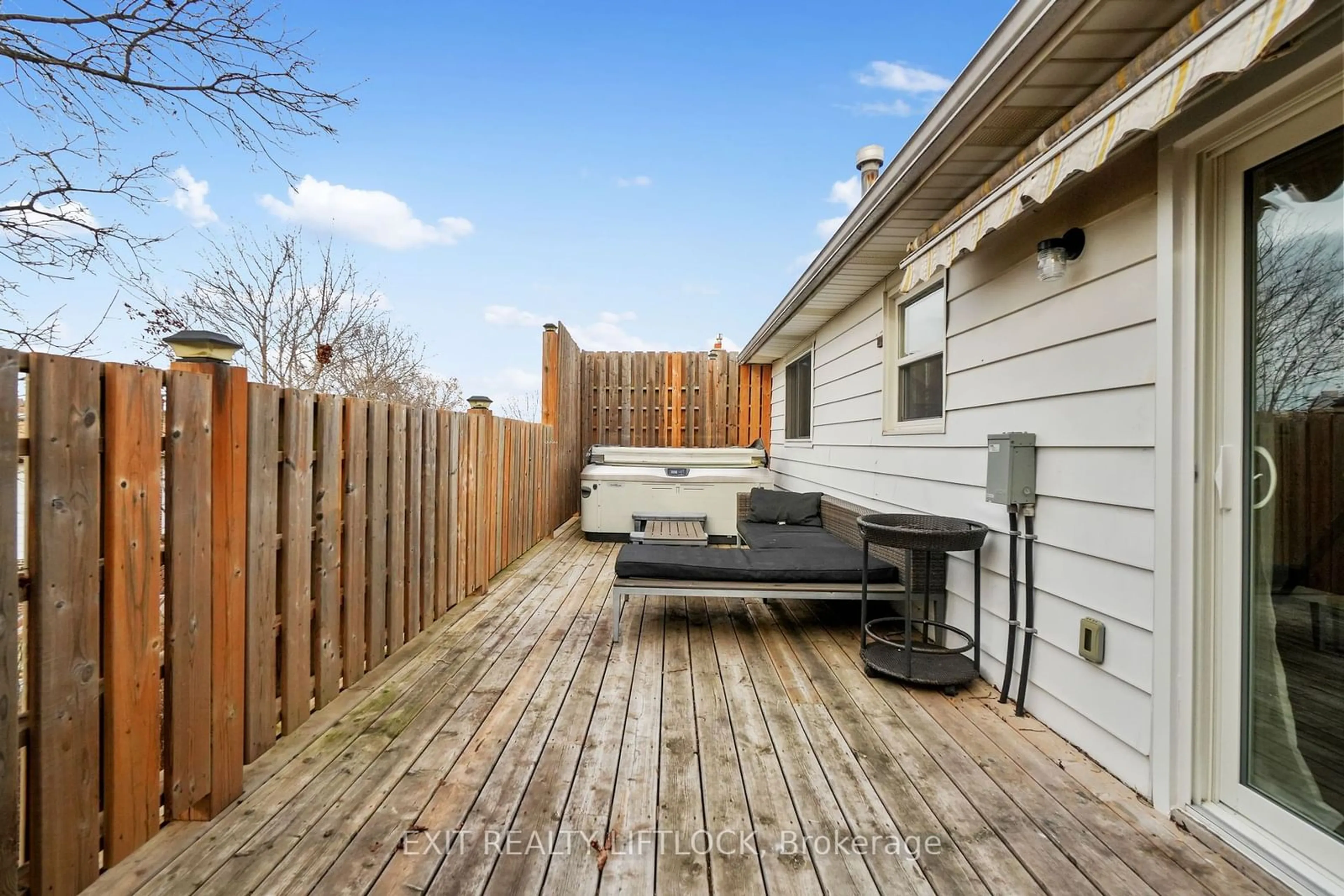 Patio, the fenced backyard for 2133 Meadowview Rd, Peterborough Ontario K9L 1S5