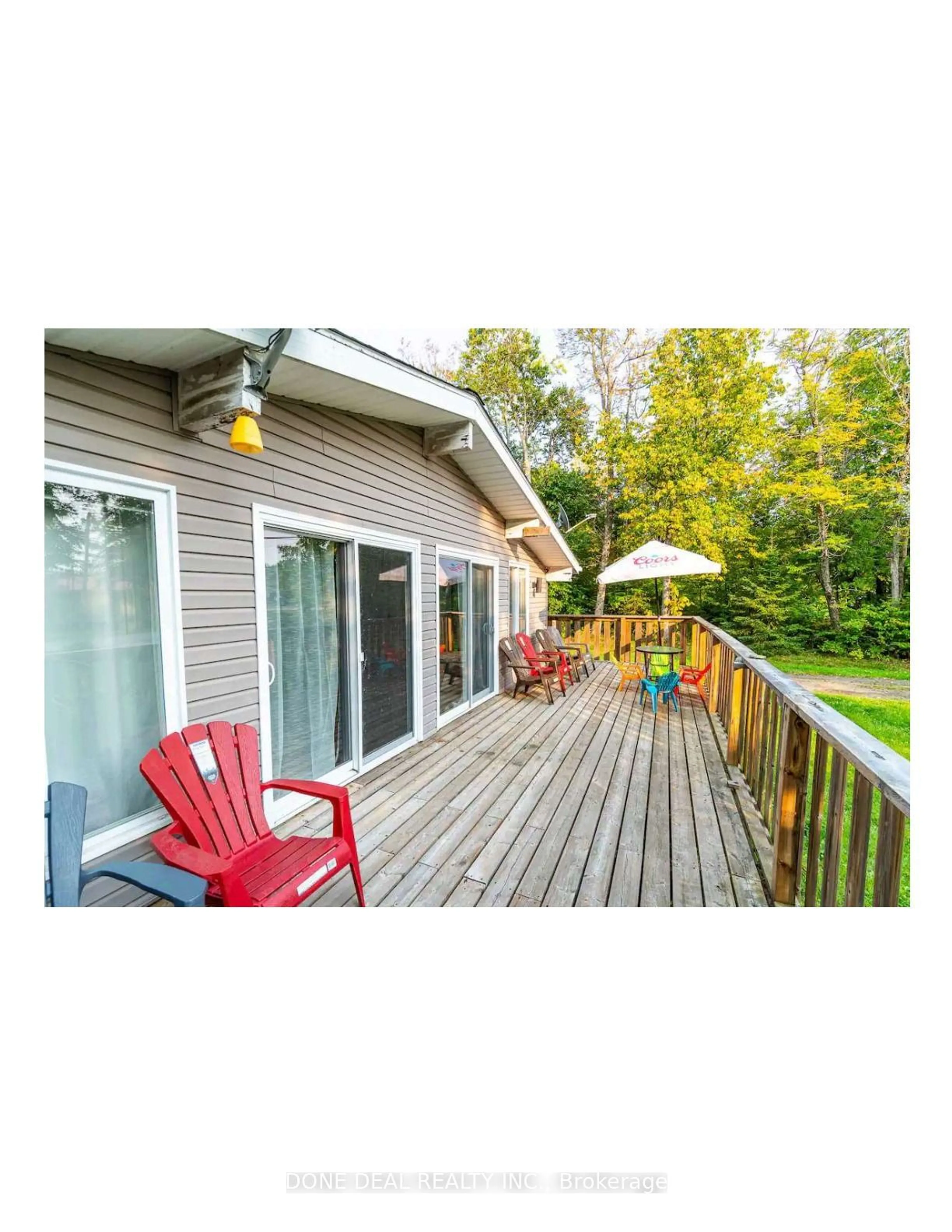 Patio, the fenced backyard for 179 Chapman Dr, Magnetawan Ontario P0A 1C0