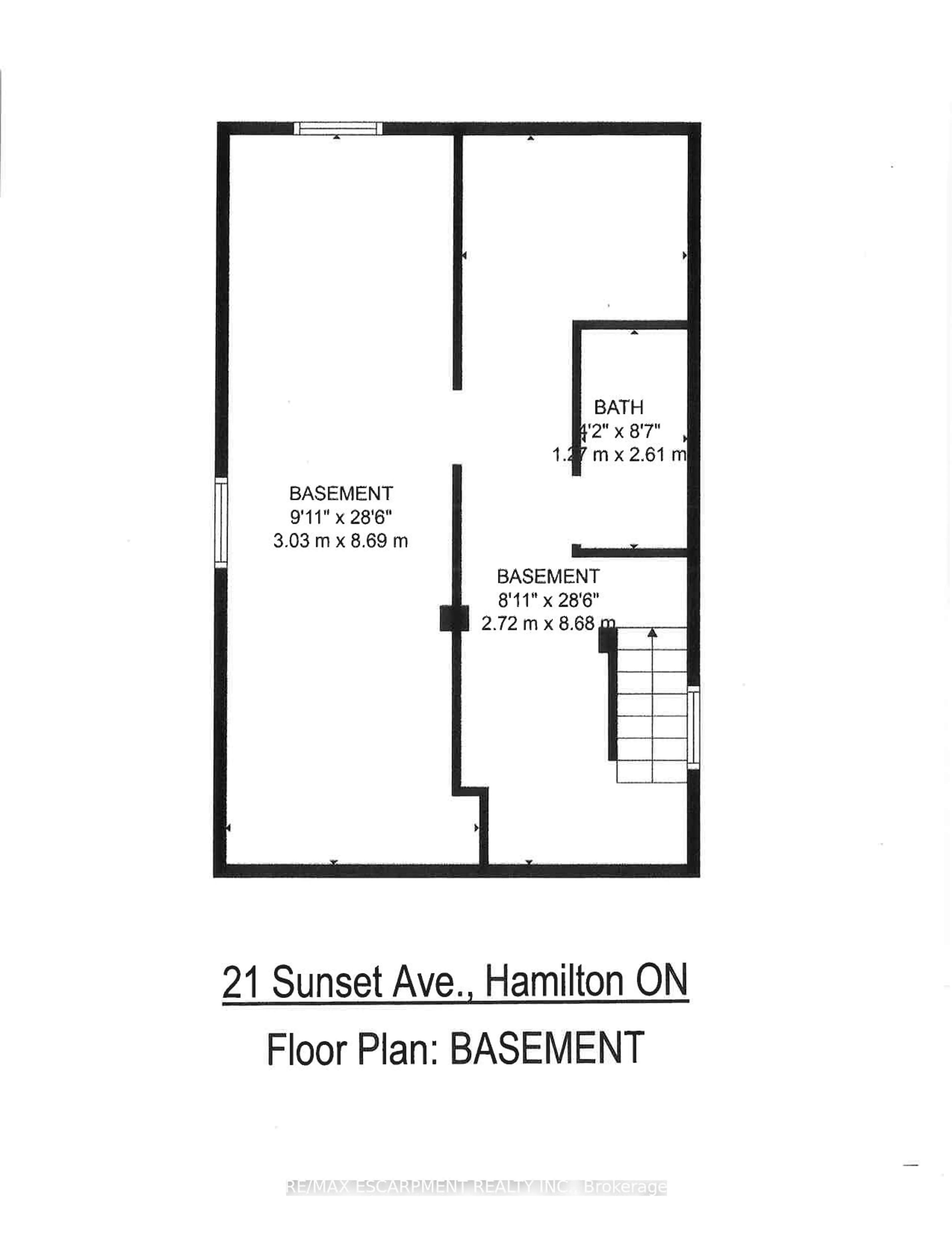 Floor plan for 21 Sunset Ave, Hamilton Ontario L8R 1V7