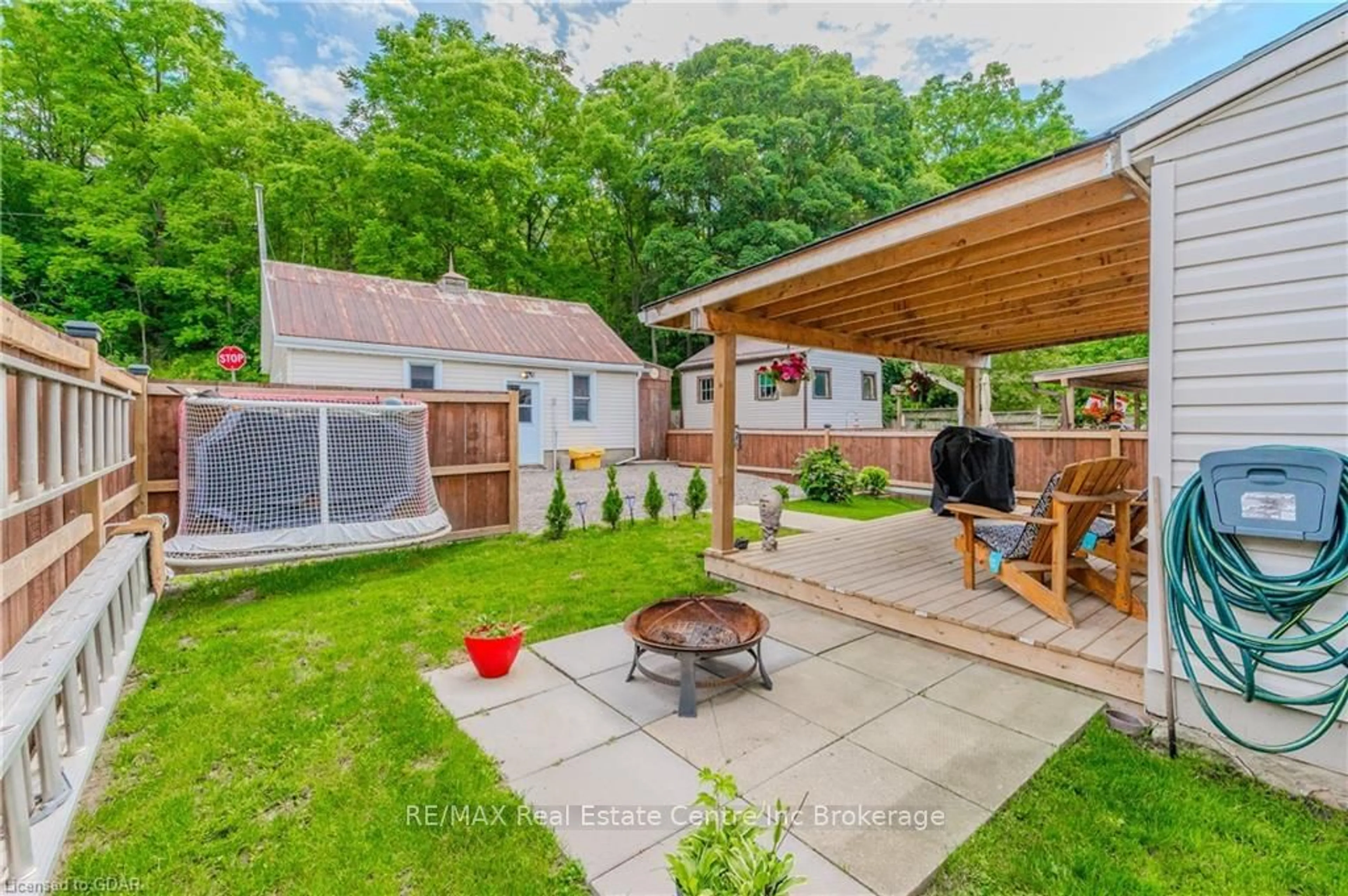 Patio, the fenced backyard for 32 WALNUT Lane, Brant Ontario N3L 2K4