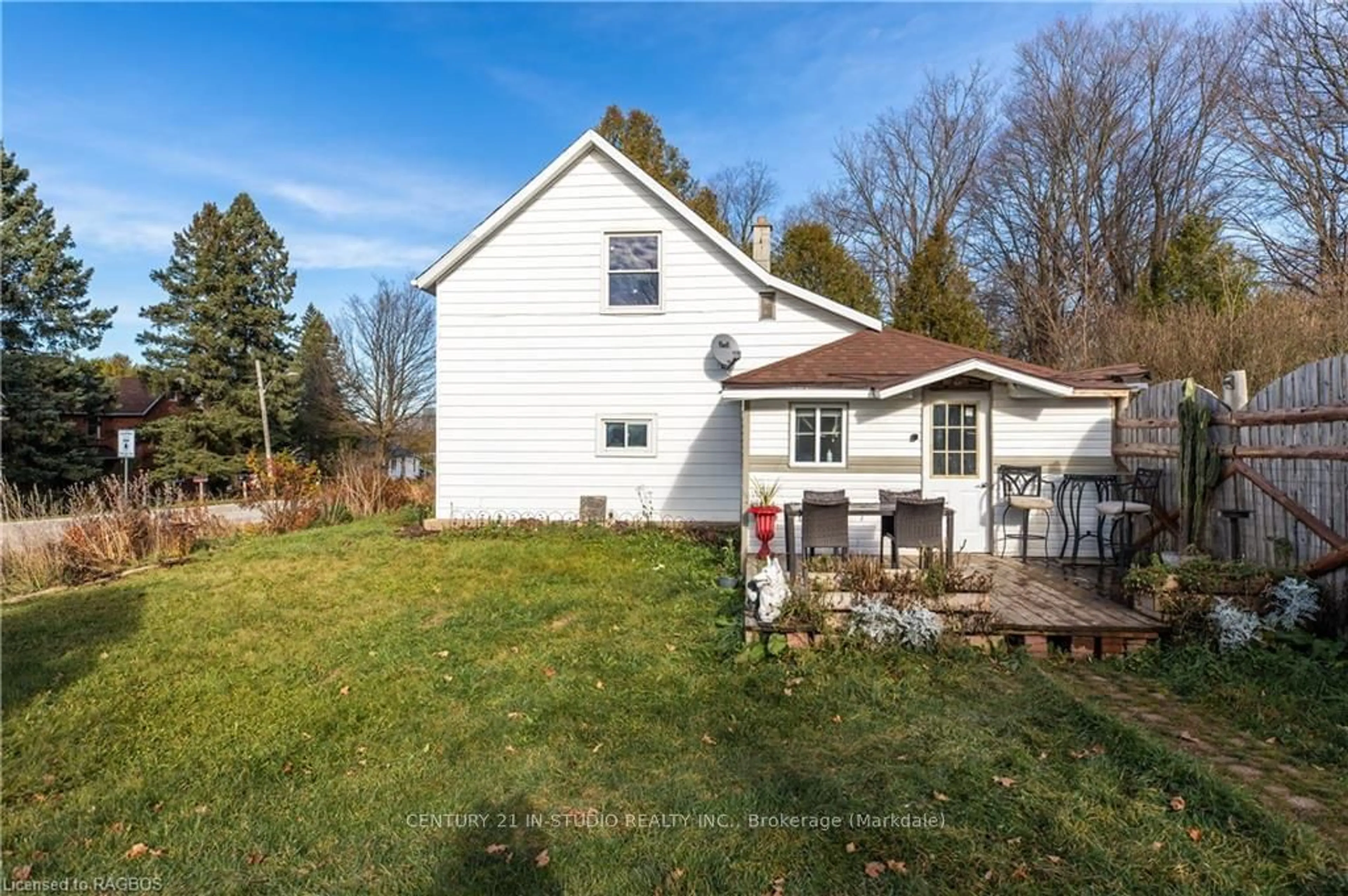 Frontside or backside of a home, the fenced backyard for 500218 GREY ROAD 12, West Grey Ontario N0C 1E0