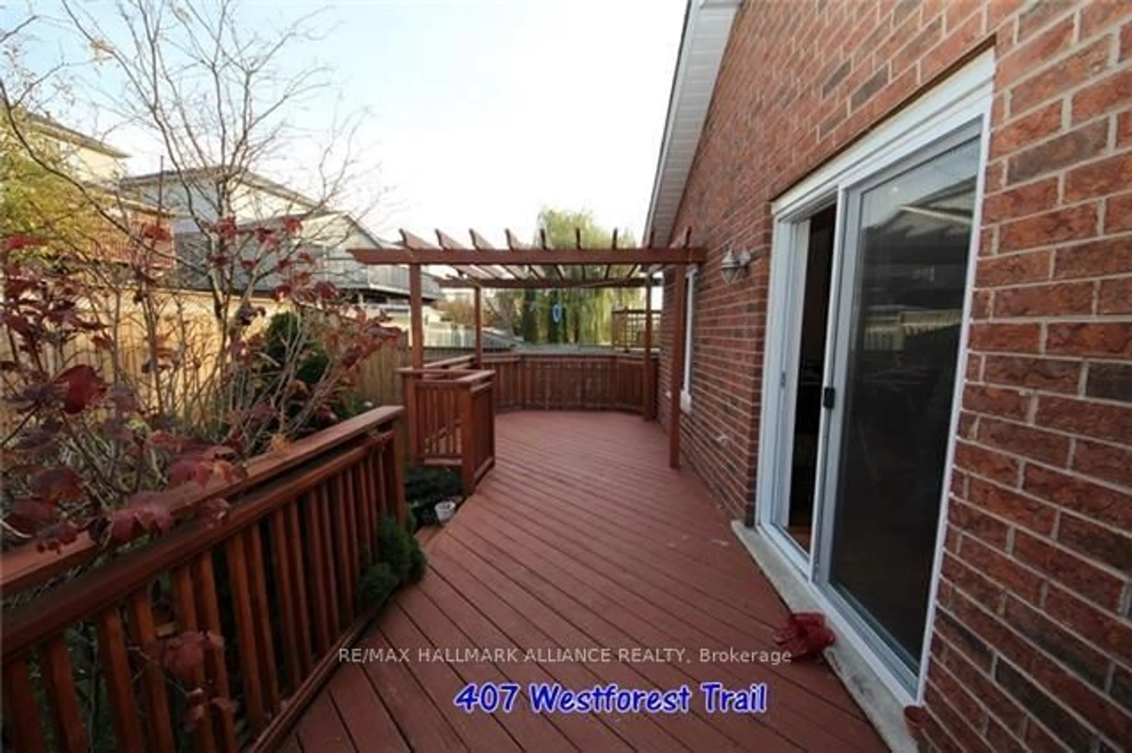 Patio, the fenced backyard for 407 Westforest Tr, Kitchener Ontario N2N 3L8