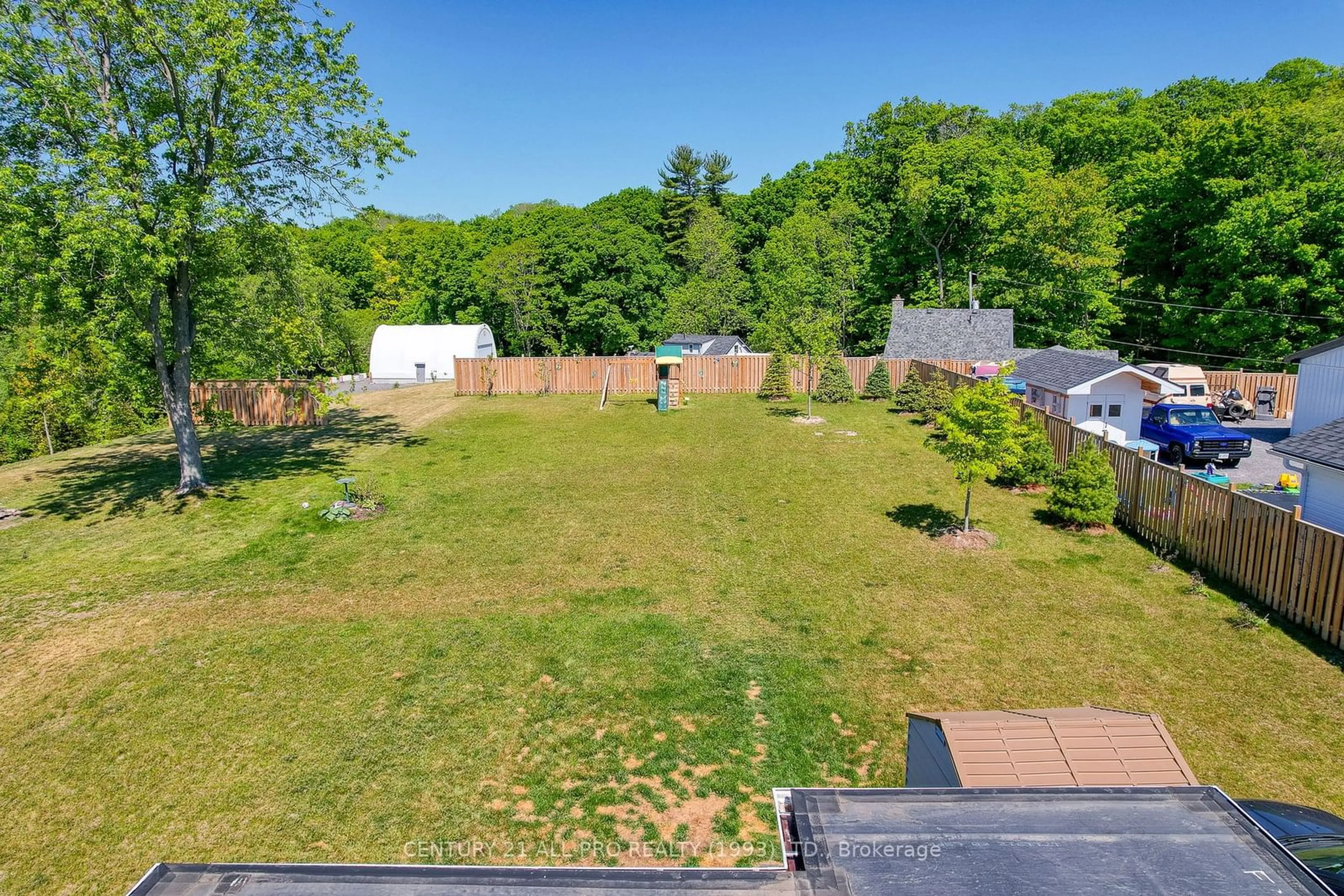 Patio, the fenced backyard for 64 Alexander St, Port Hope Ontario L1A 1B3