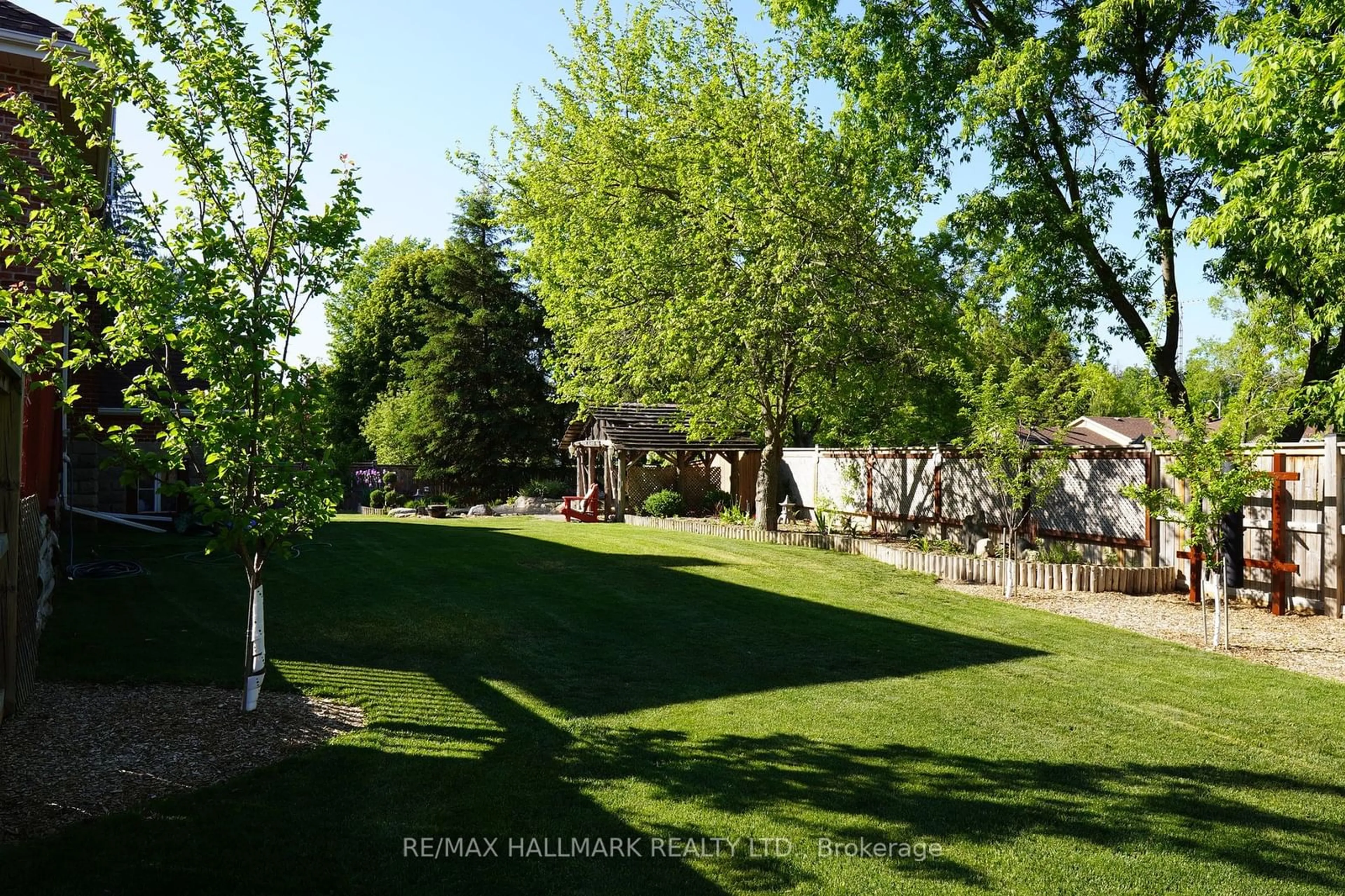 Patio, the fenced backyard for 157 Norway St, Cramahe Ontario K0K 1M0