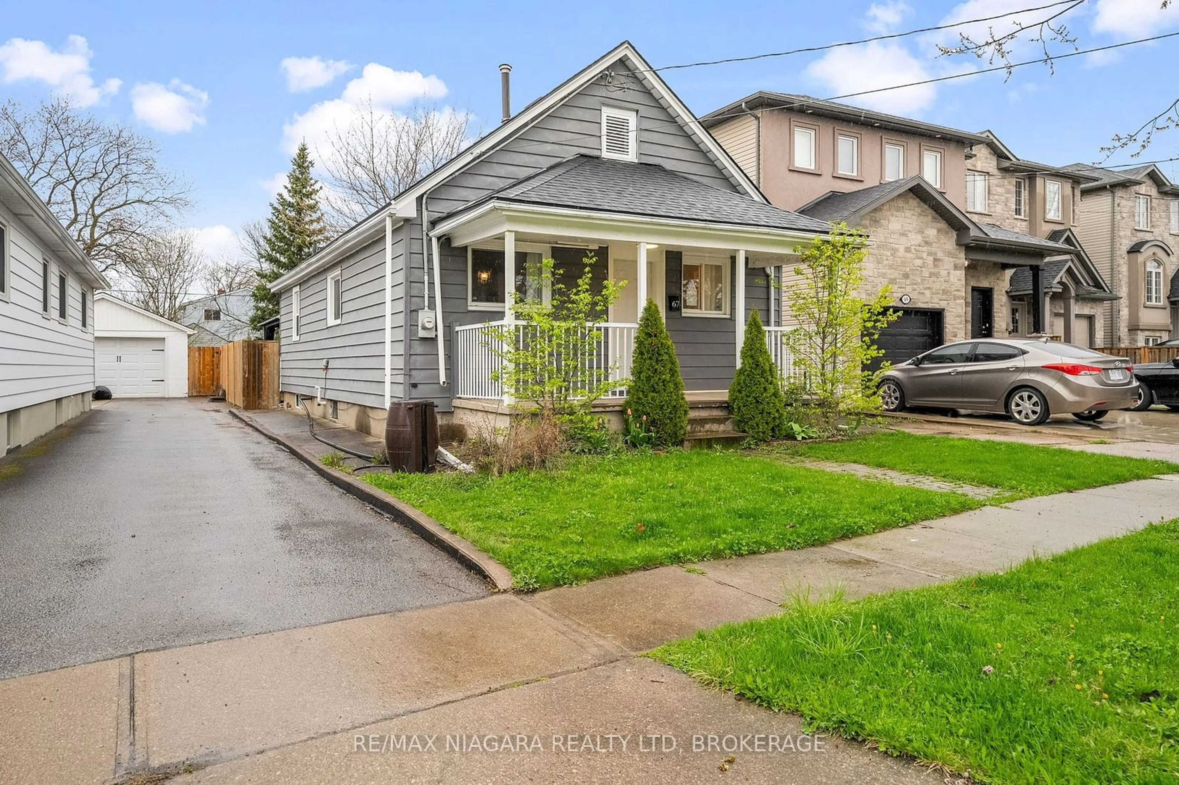 Frontside or backside of a home, the fenced backyard for 67 WEST St, Thorold Ontario L2V 2S4