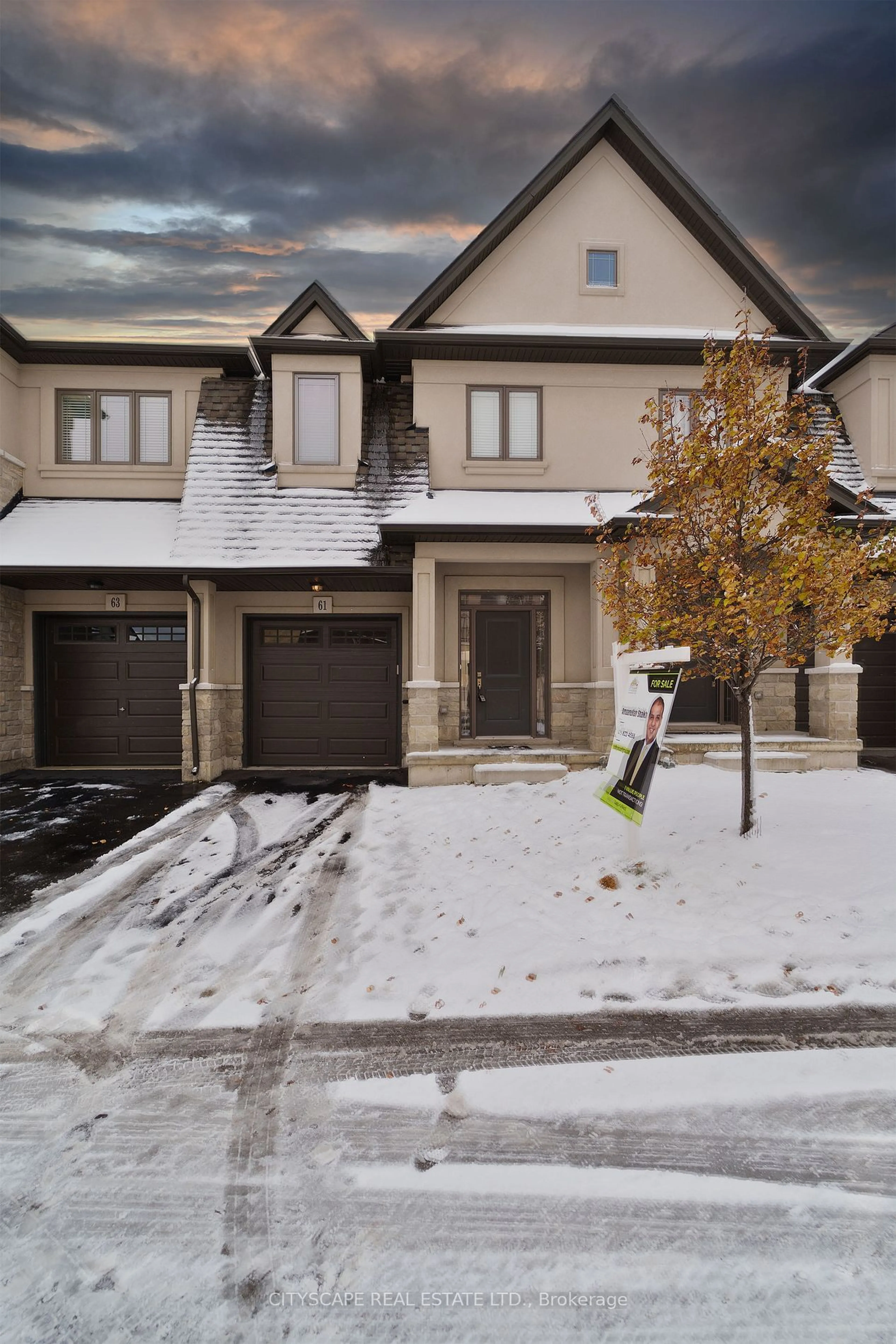 A pic from exterior of the house or condo, the street view for 61 Sonoma Valley Cres, Hamilton Ontario L9B 0J3