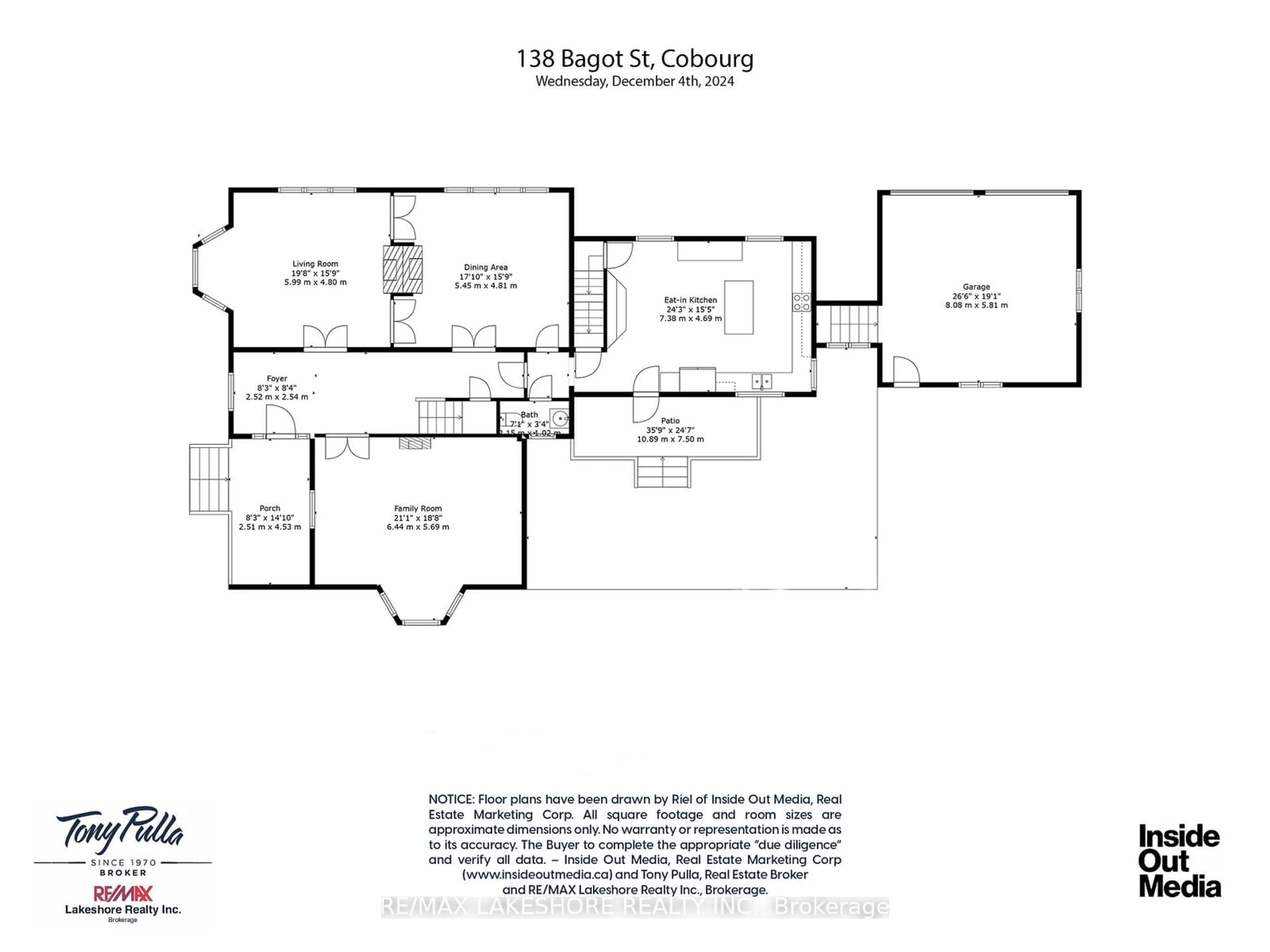 Floor plan for 138 BAGOT St, Cobourg Ontario K9A 3G1