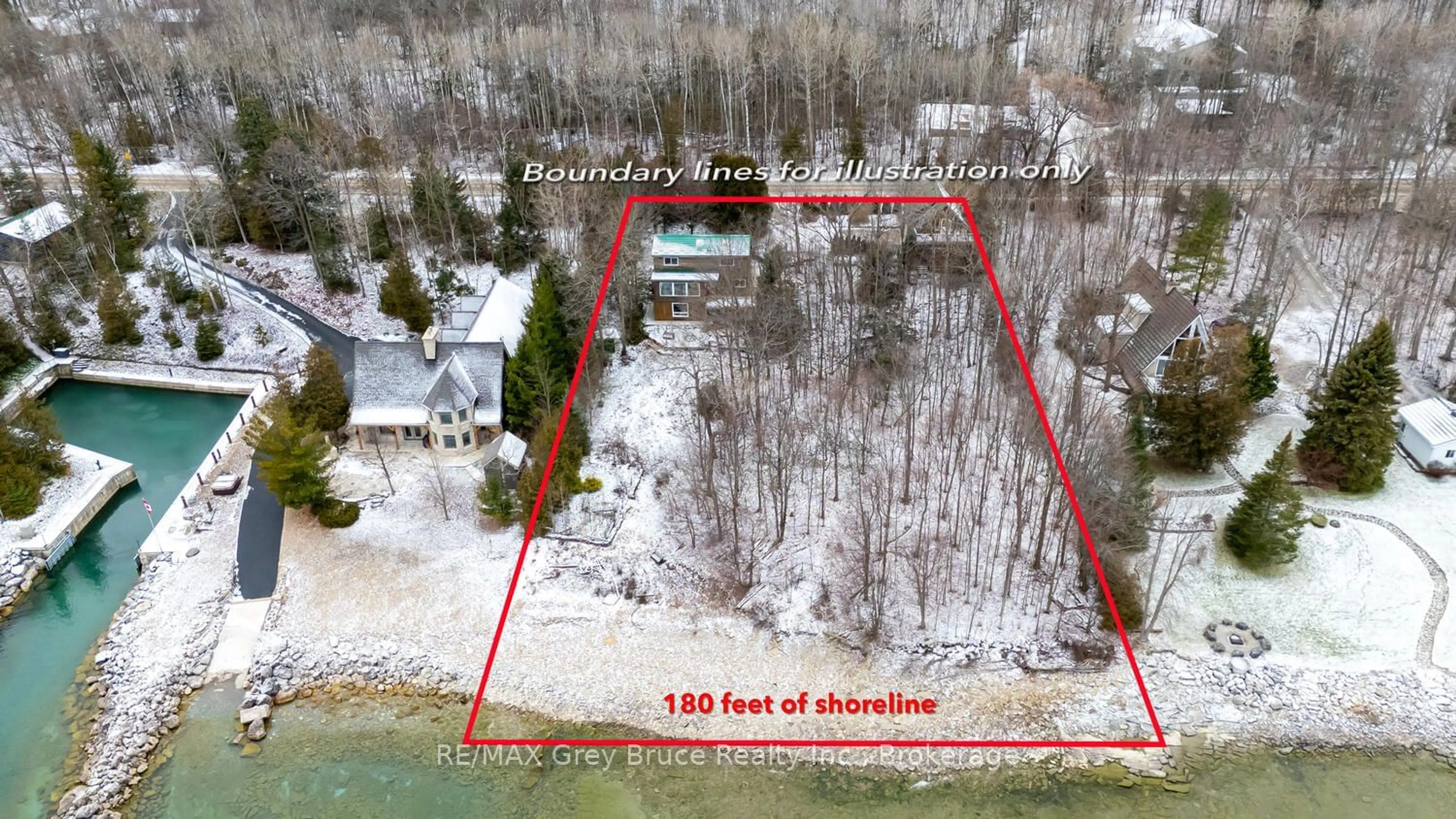 A pic from outside/outdoor area/front of a property/back of a property/a pic from drone, water/lake/river/ocean view for 504791 Grey Road 1 Rd, Georgian Bluffs Ontario N0H 1S0