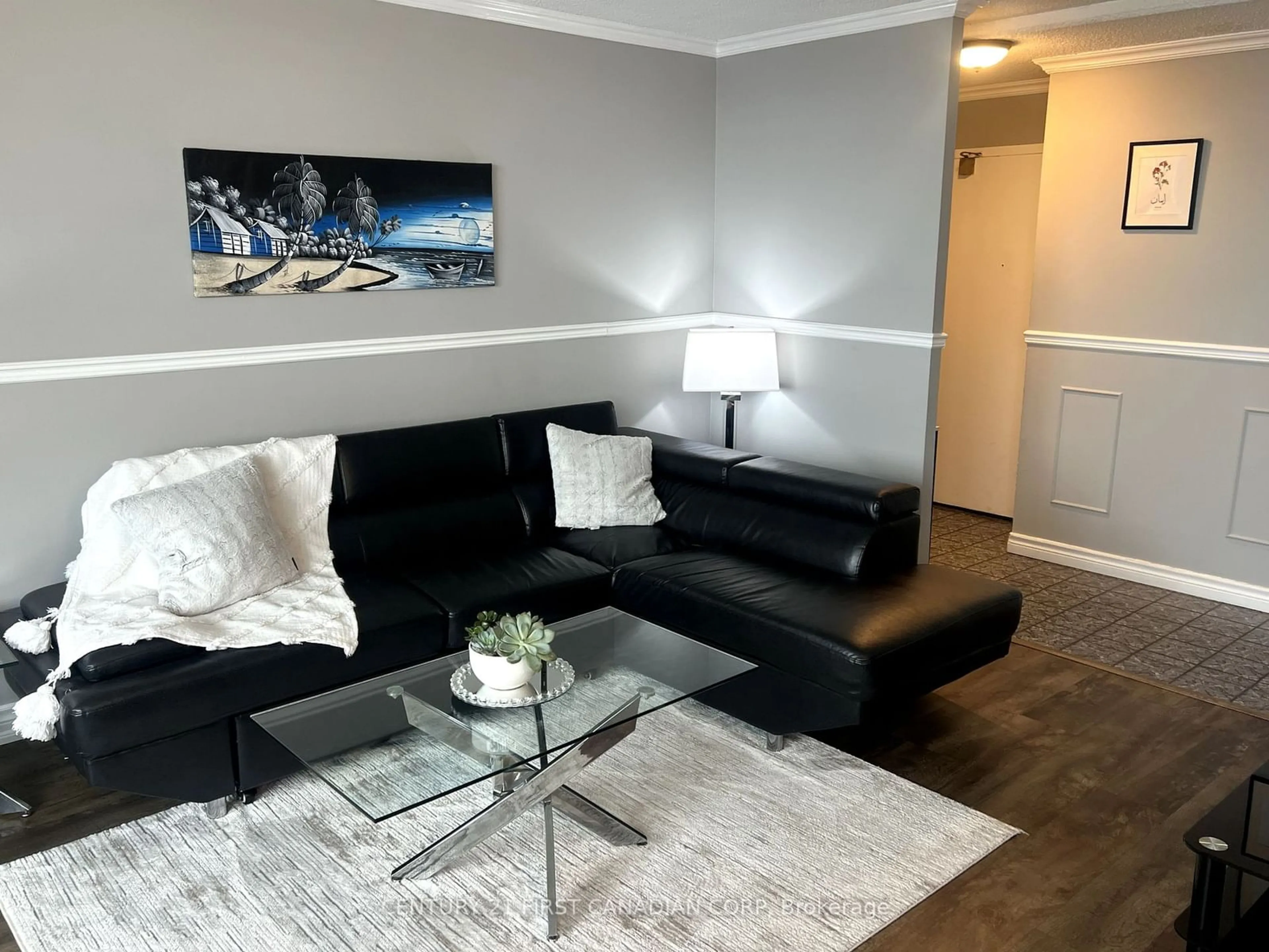 Living room with furniture, wood/laminate floor for 1105 JALNA Blvd #702, London Ontario N6E 2S9