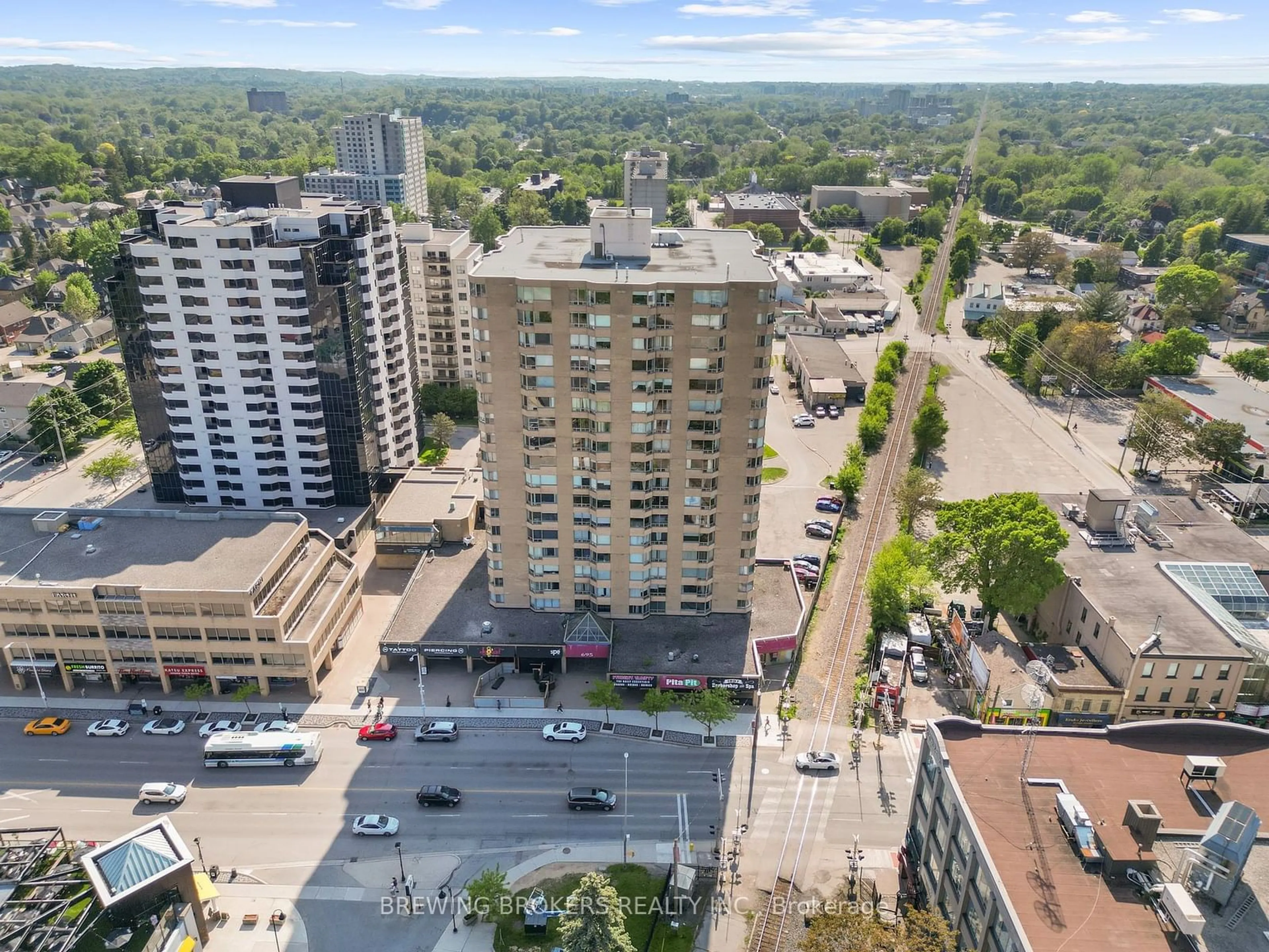 A pic from outside/outdoor area/front of a property/back of a property/a pic from drone, city buildings view from balcony for 695 Richmond St #1501, London Ontario N6A 5M6