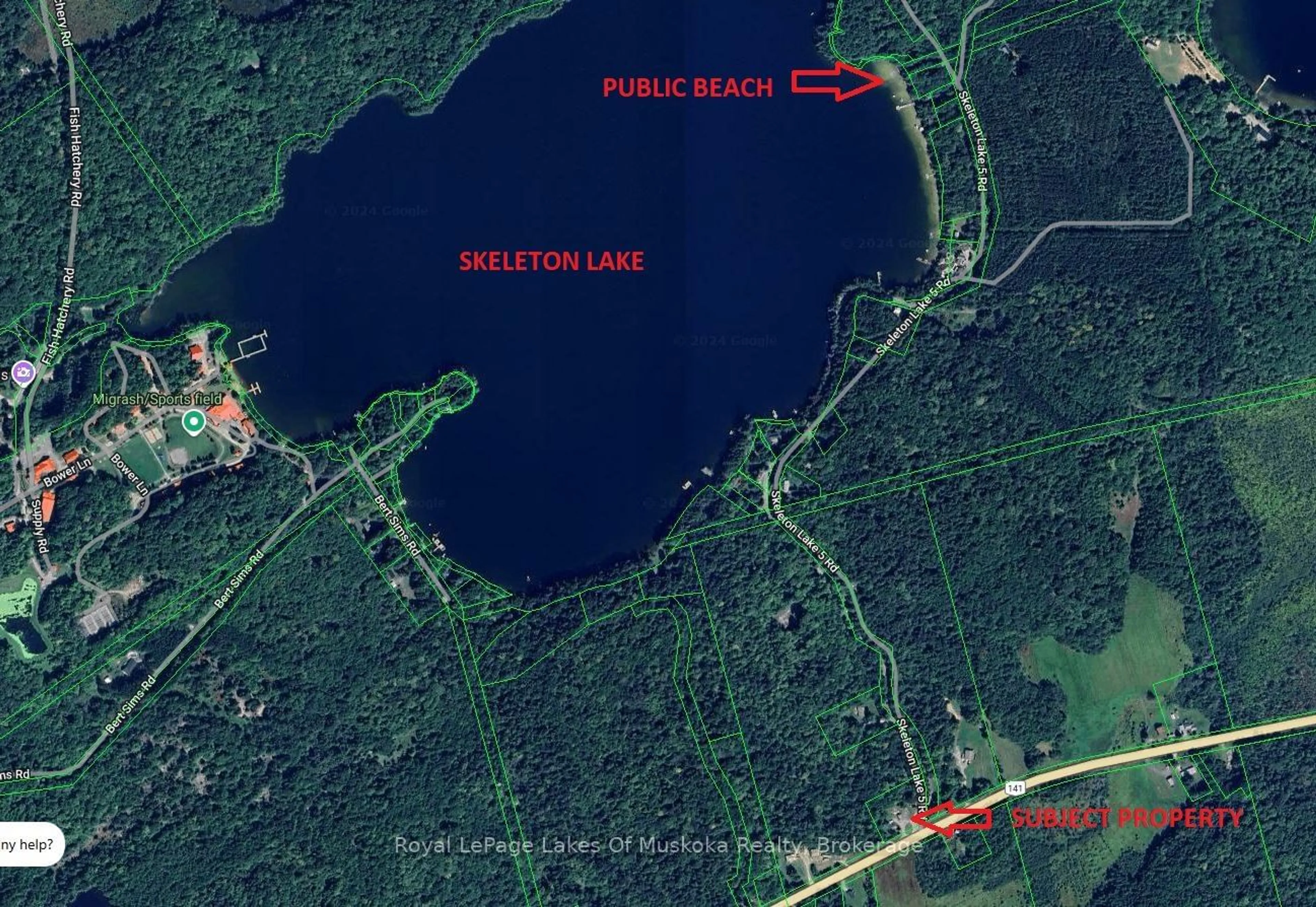 Picture of a map for 2592 Highway 141, Muskoka Lakes Ontario P0B 1M0