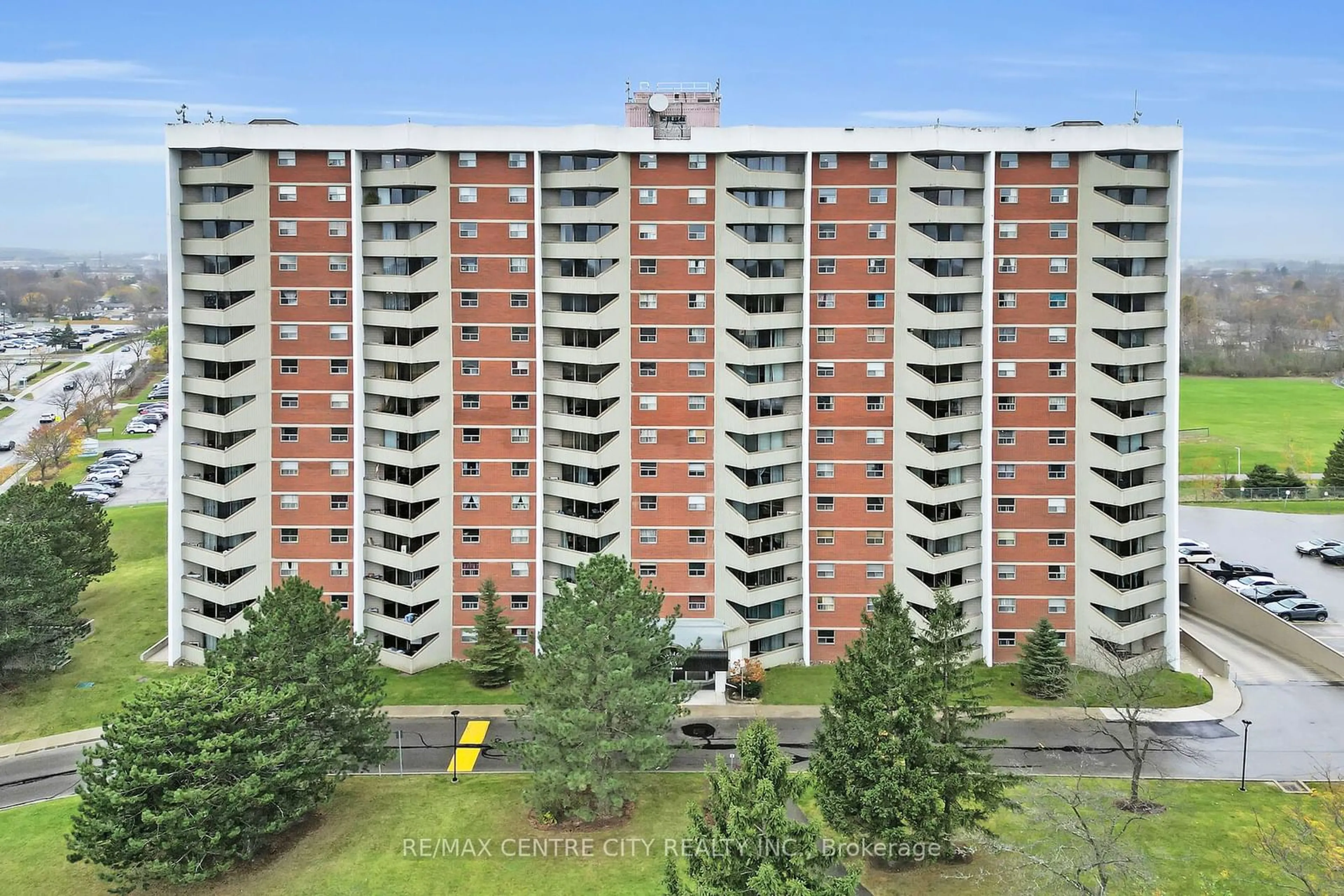 A pic from outside/outdoor area/front of a property/back of a property/a pic from drone, city buildings view from balcony for 1103 Jalna Blvd #1405, London Ontario N6E 2W8