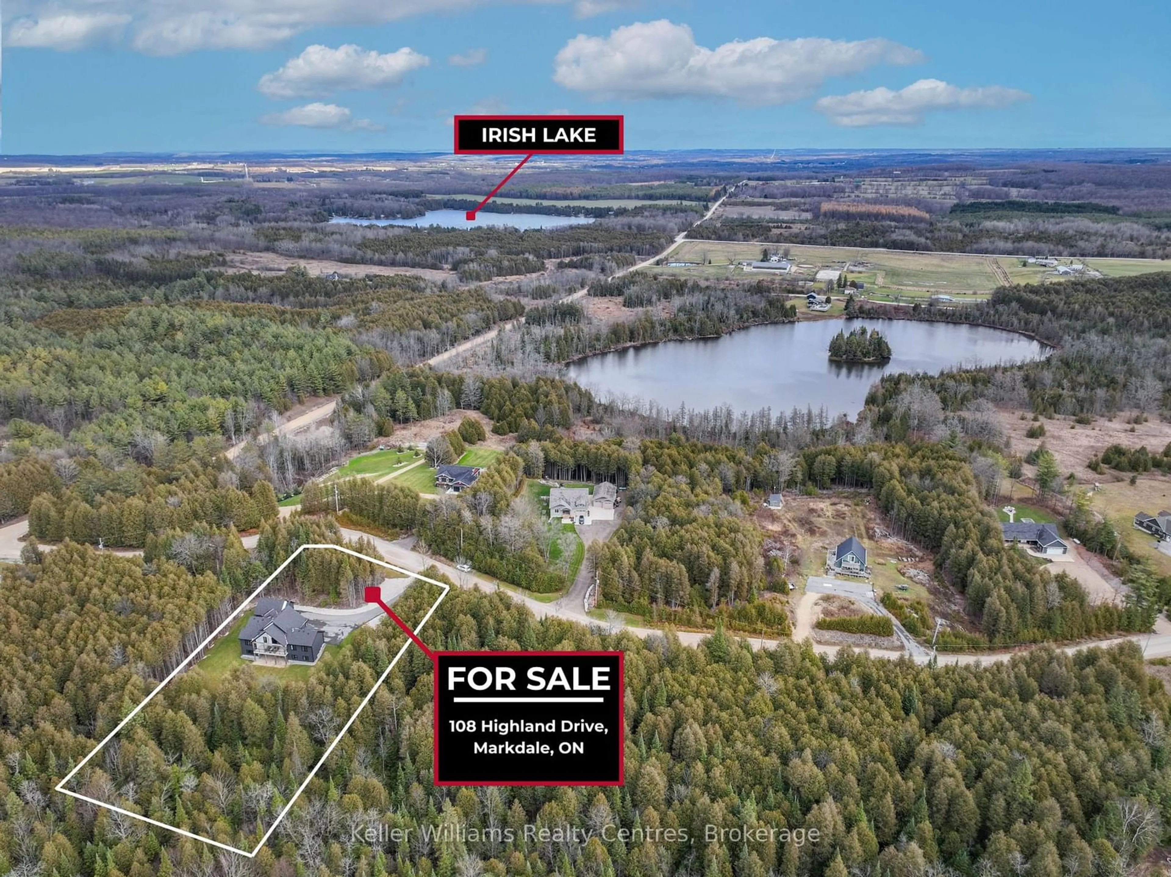 A pic from outside/outdoor area/front of a property/back of a property/a pic from drone, water/lake/river/ocean view for 108 Highland Dr, West Grey Ontario N0C 1H0