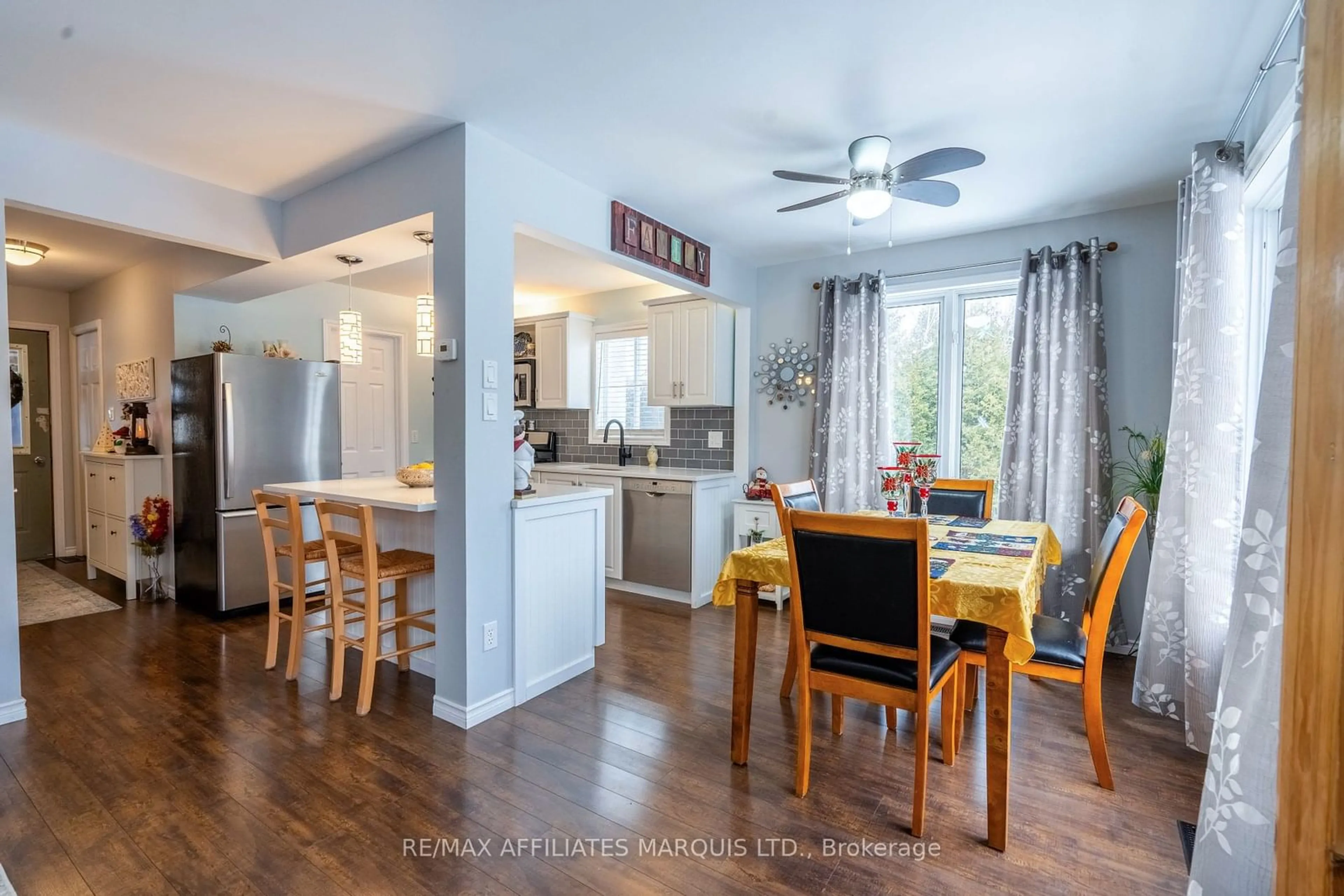 Open concept kitchen, wood/laminate floor for 4617 Barcier Lane, South Stormont Ontario K0C 2A0