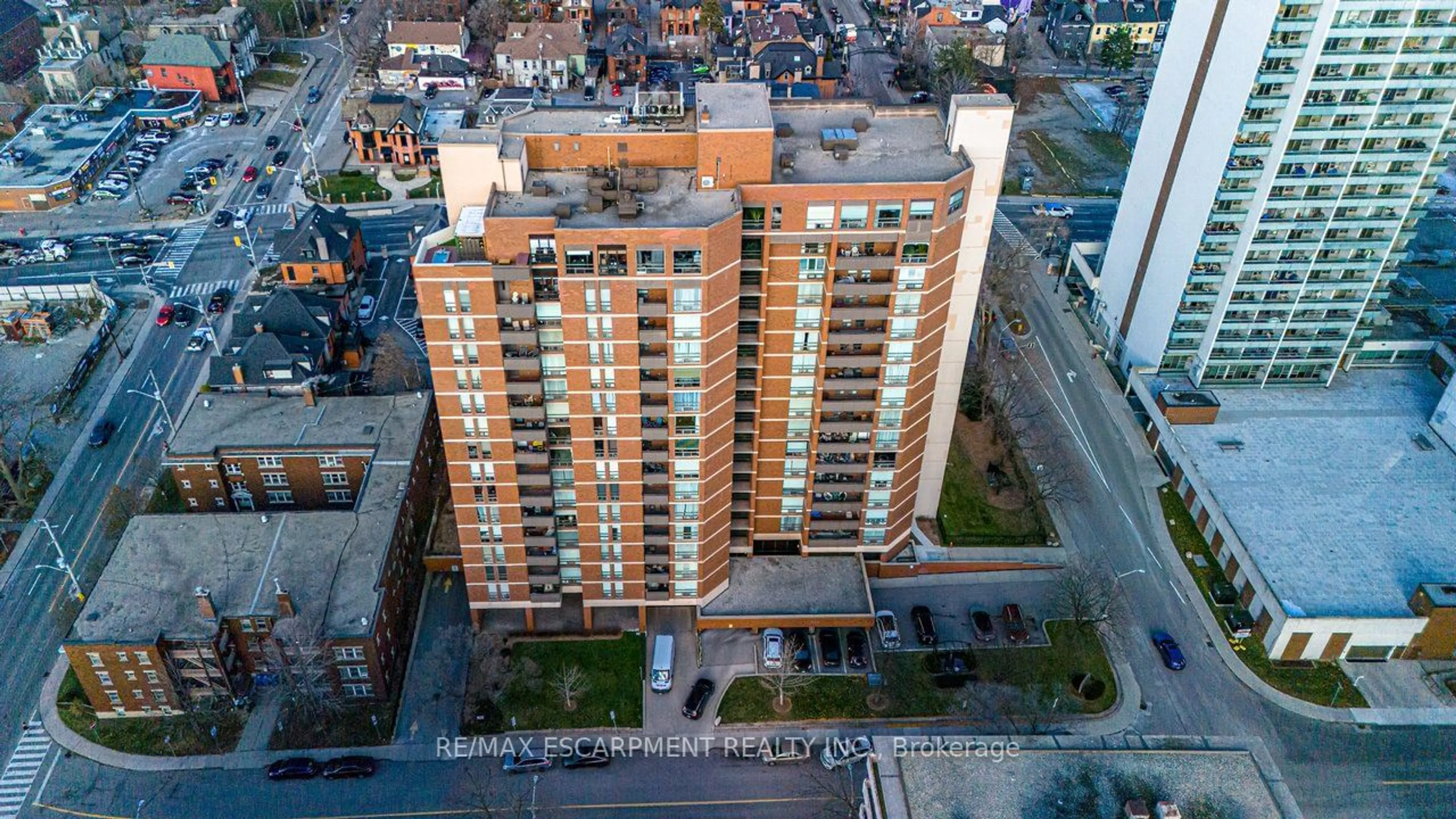 A pic from outside/outdoor area/front of a property/back of a property/a pic from drone, city buildings view from balcony for 222 Jackson St #305, Hamilton Ontario L8P 4S5