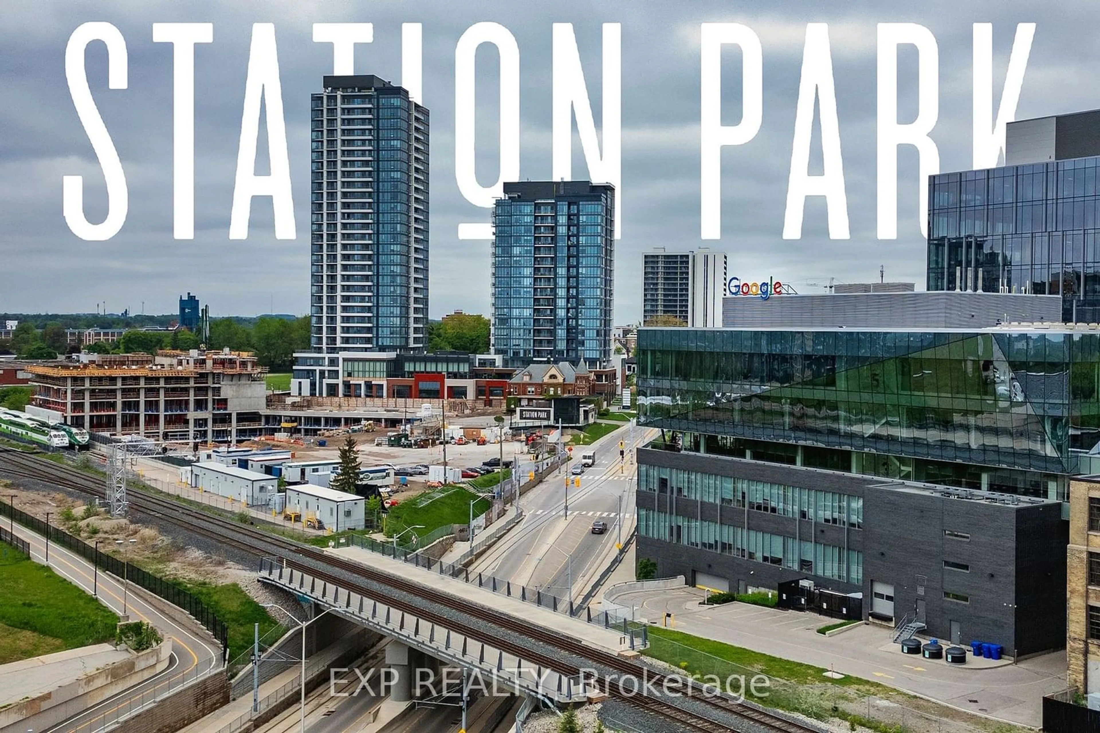 A pic from outside/outdoor area/front of a property/back of a property/a pic from drone, city buildings view from balcony for 15 Wellington St #1909, Kitchener Ontario N2G 0E4