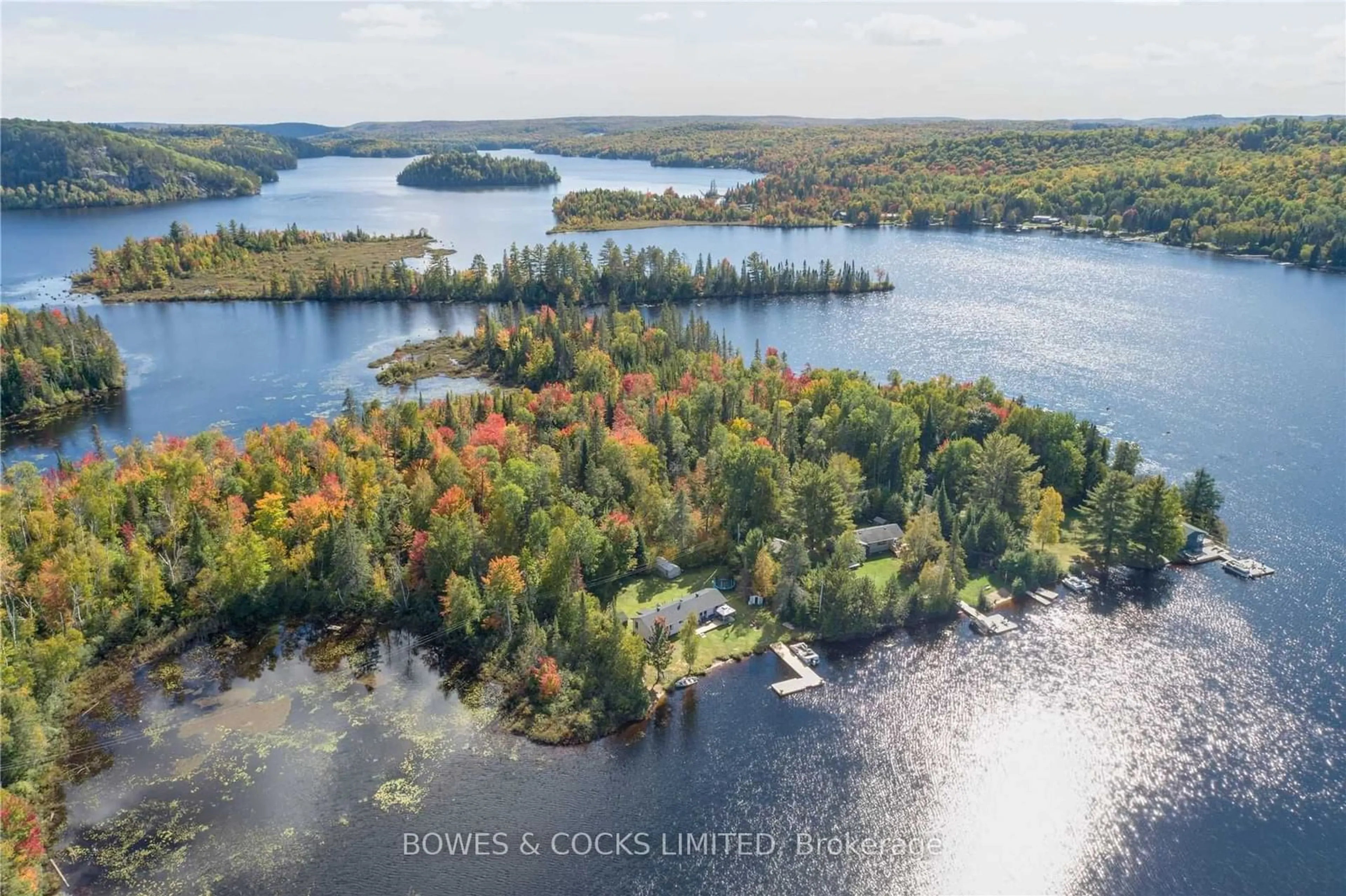 A pic from outside/outdoor area/front of a property/back of a property/a pic from drone, water/lake/river/ocean view for 40 Paradise Island, Hastings Highlands Ontario K0L 1C0