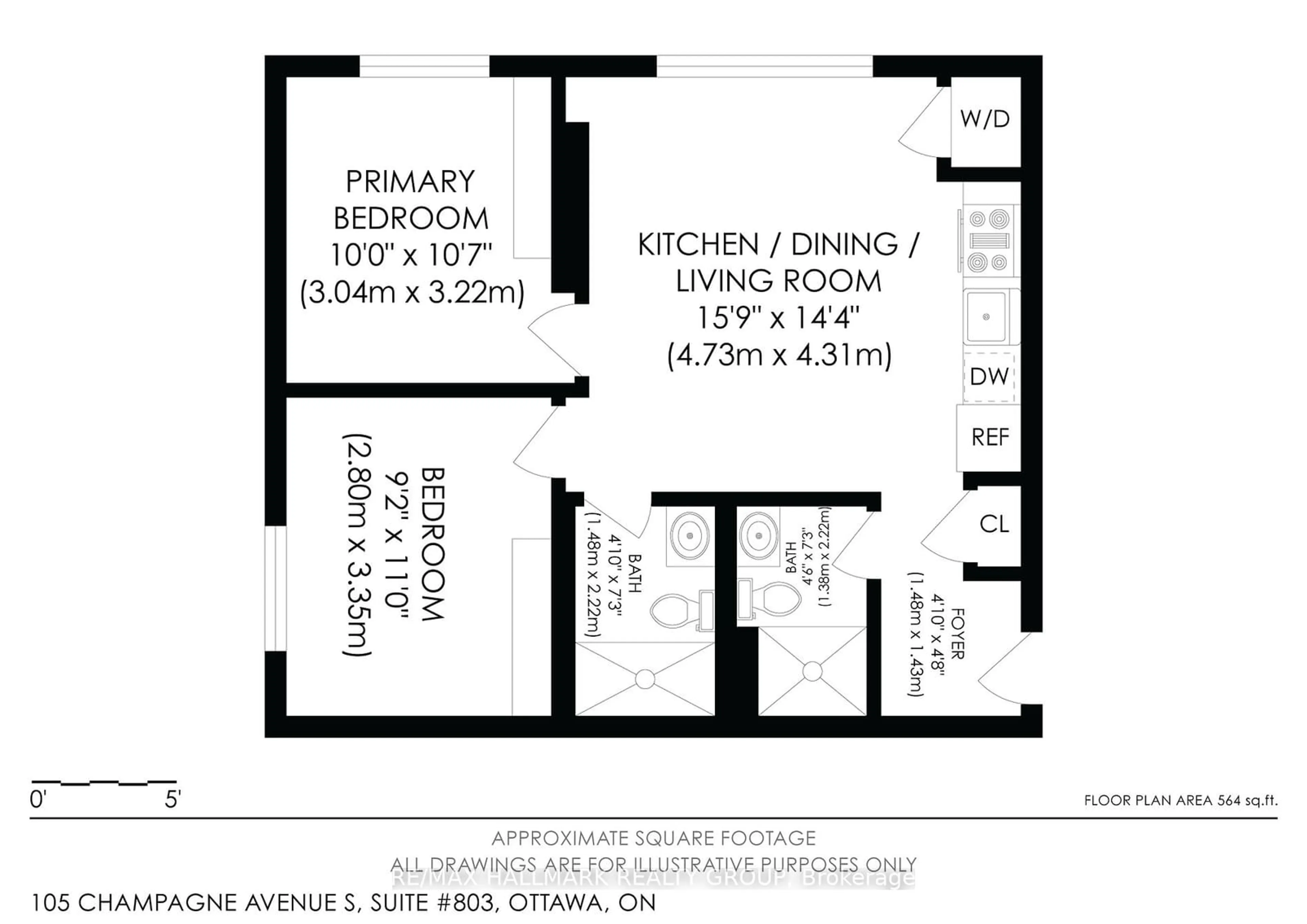 Floor plan for 105 Champagne Ave #803, Dows Lake - Civic Hospital and Area Ontario K1S 5E5